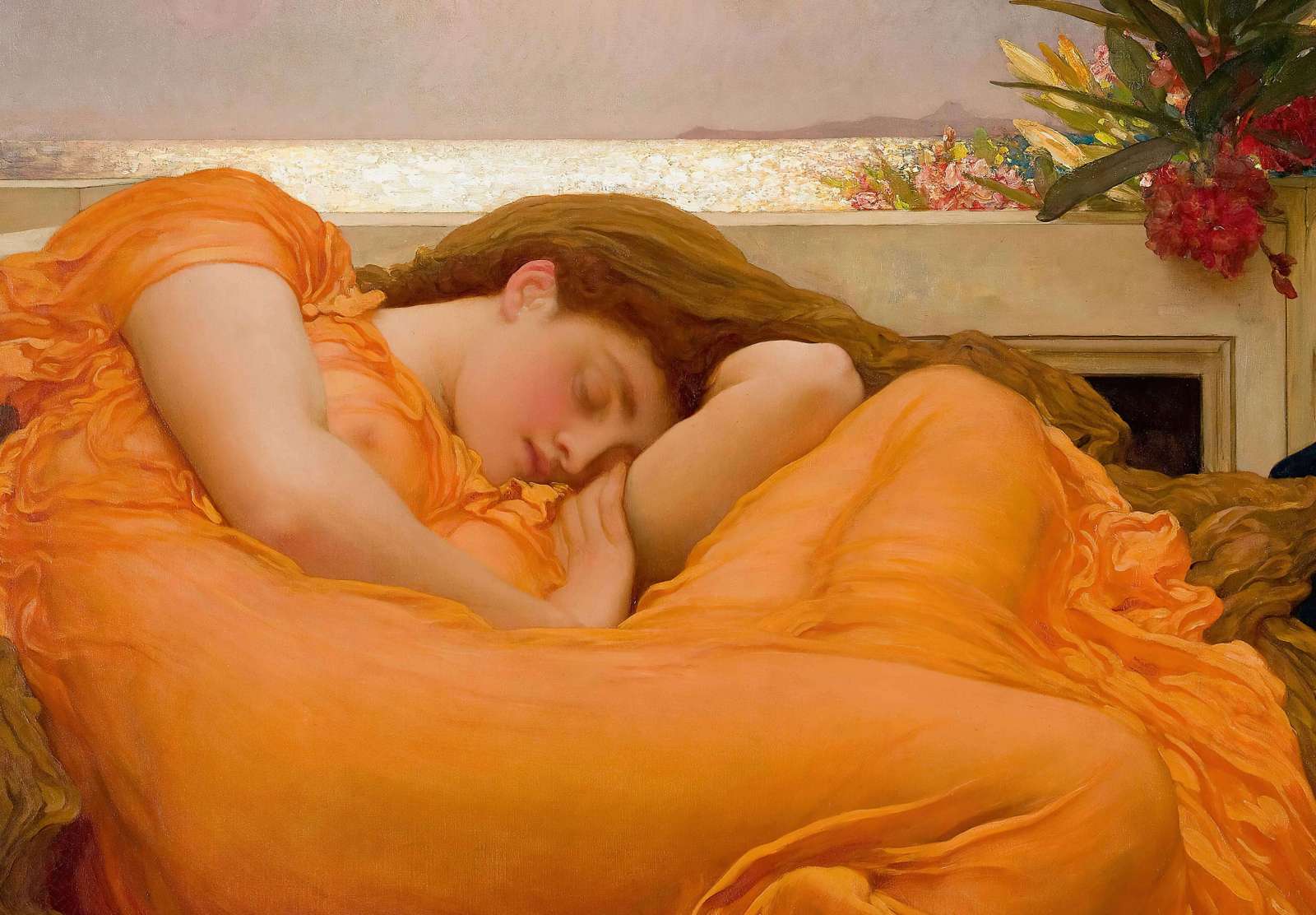 Reprodukcija „Liepsnojantis birželis“, Frederic Leighton (1895)