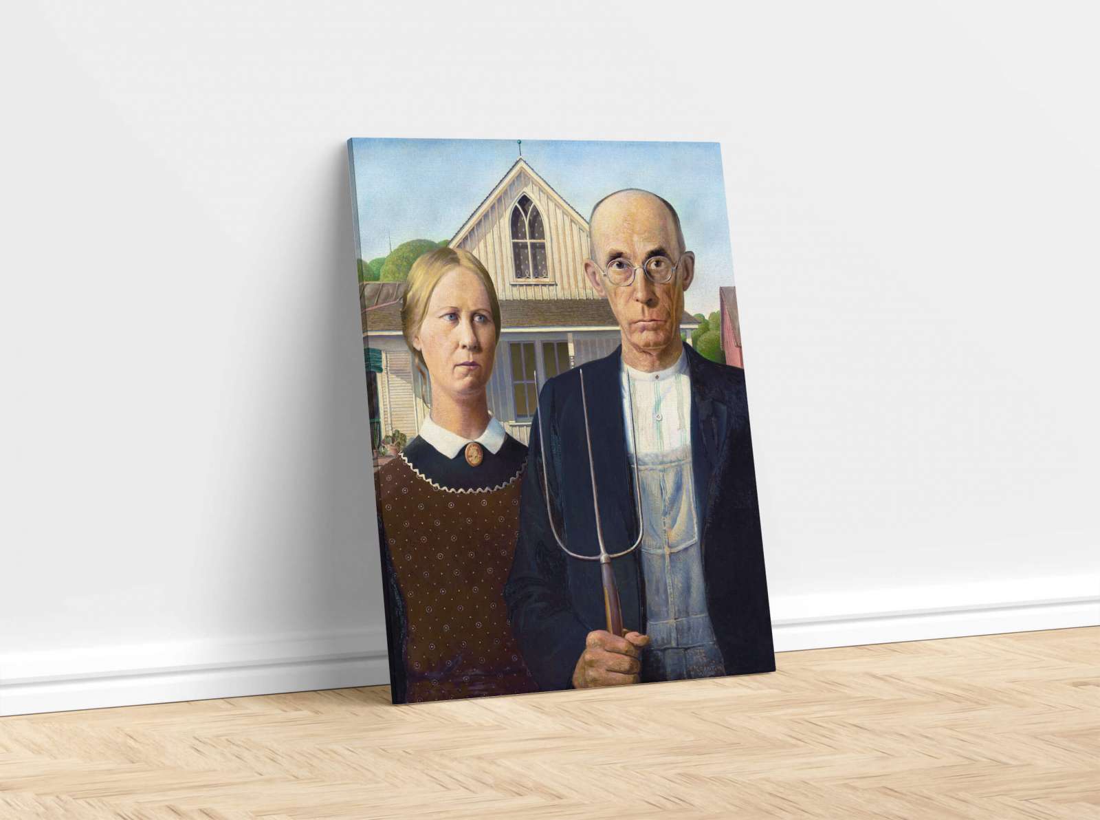 Reprodukcija „Amerikietiška gotika“, Grant Wood (1930)