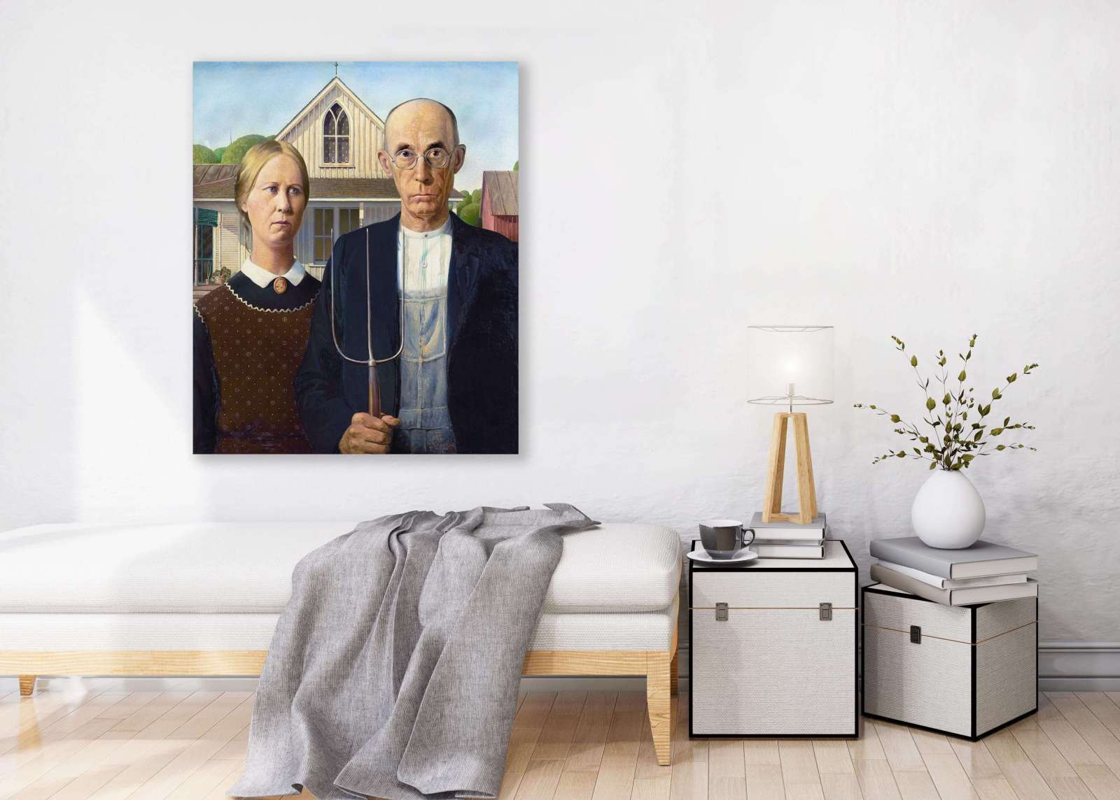 Reprodukcija „Amerikietiška gotika“, Grant Wood (1930)