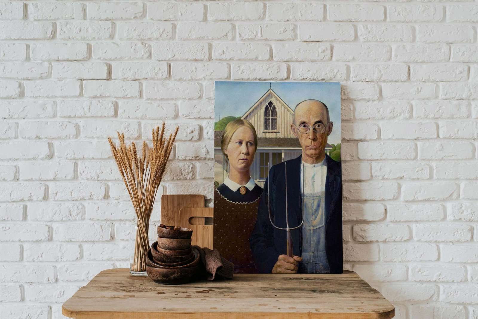 Reprodukcija „Amerikietiška gotika“, Grant Wood (1930)