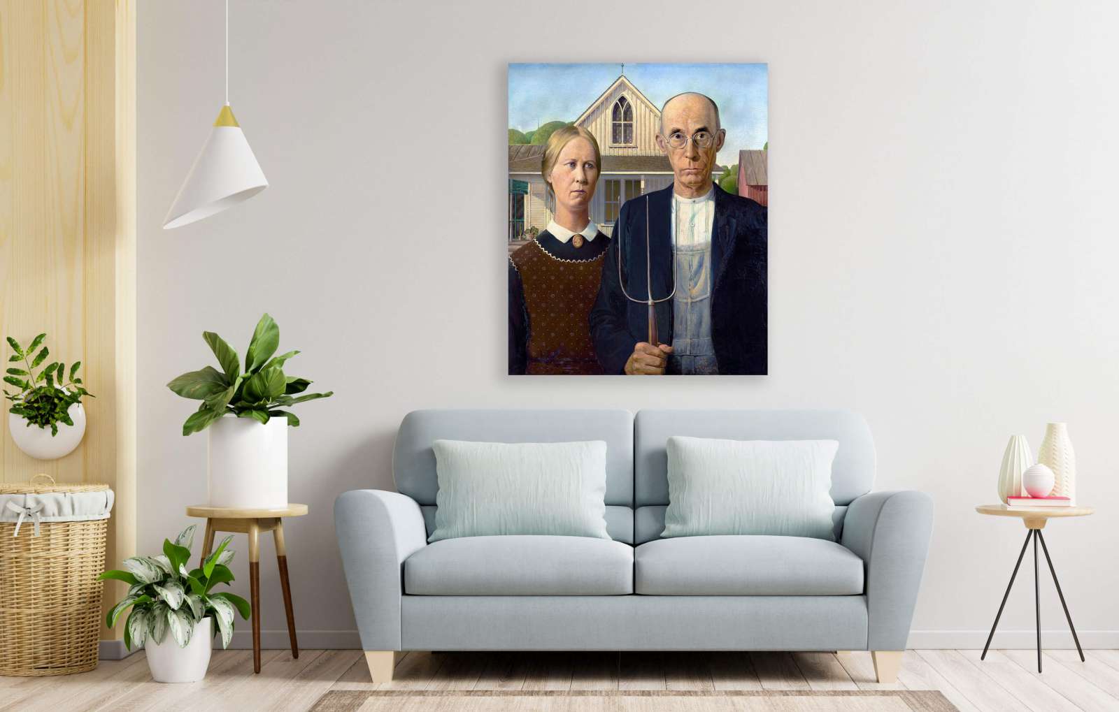 Reprodukcija „Amerikietiška gotika“, Grant Wood (1930)