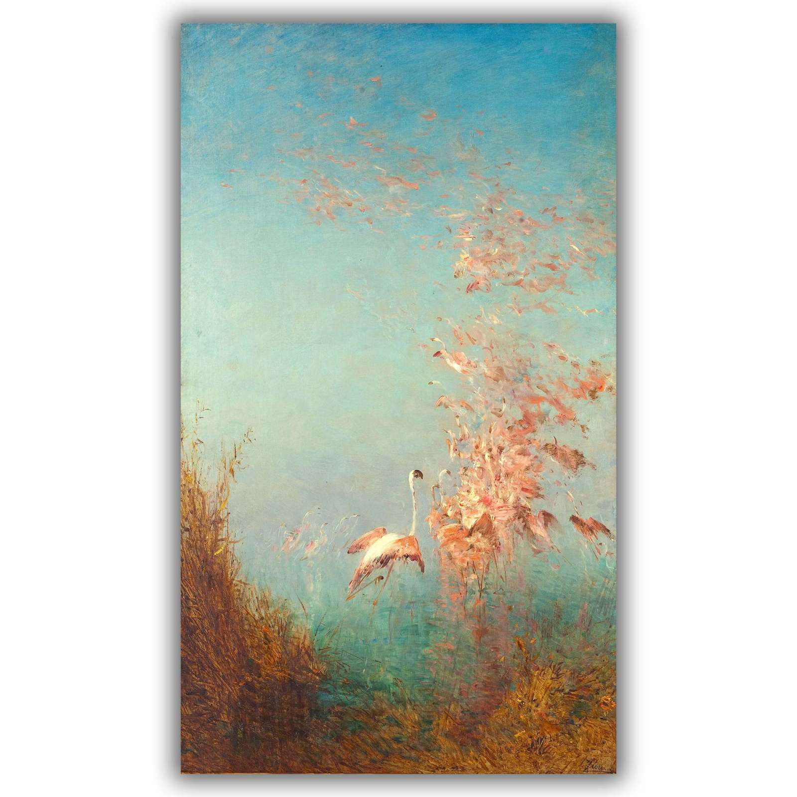 Reprodukcija „Rožinių flamingų skrydis“, Félix Ziem (1895)
