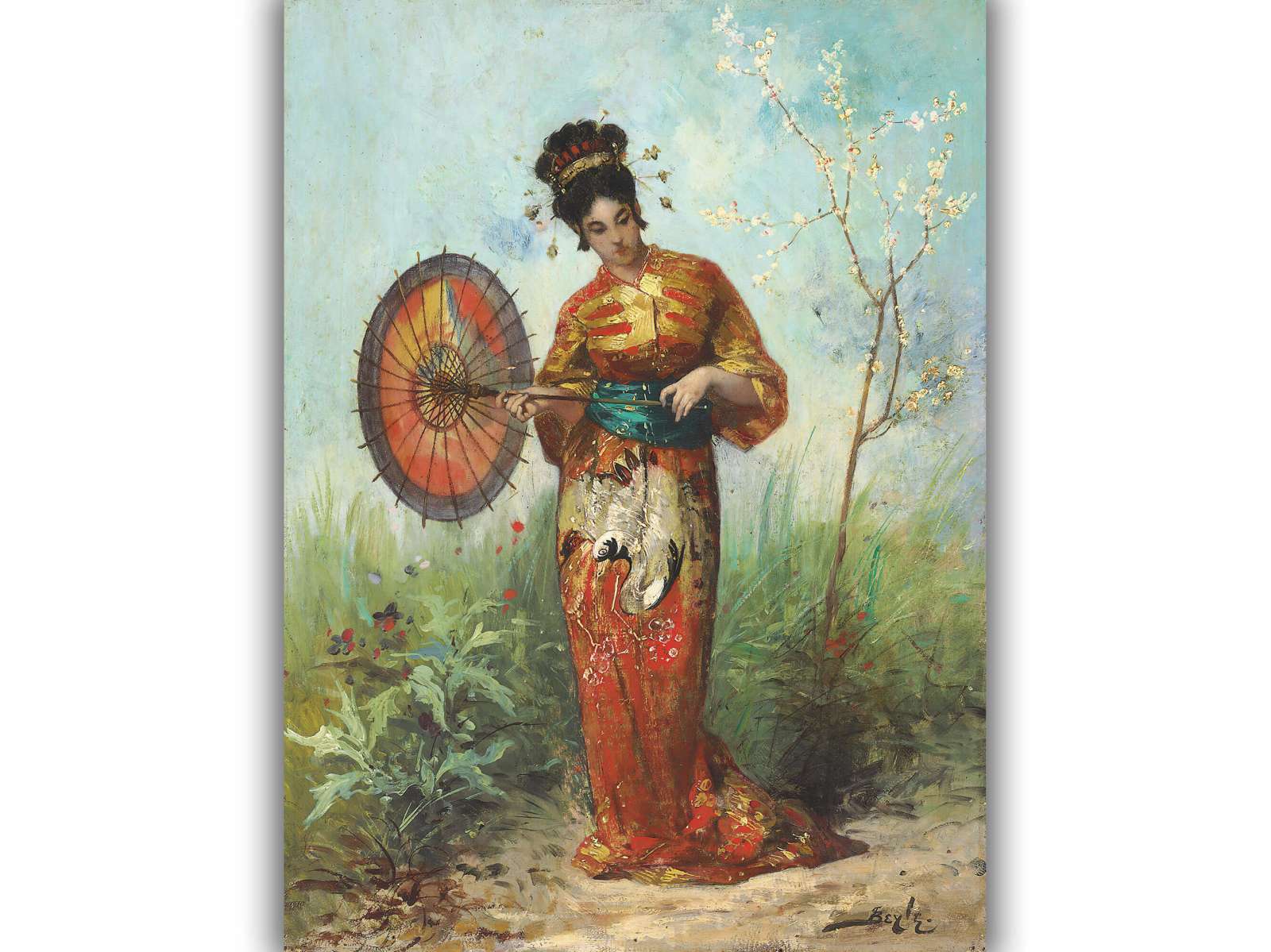 Reprodukcija „Japonė su skėčiu“, Pierre Marie Beyle