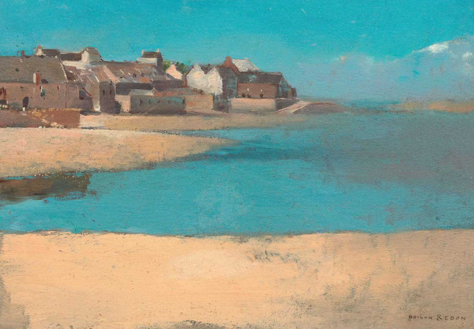 Reprodukcija „Pajūrio kaimas Bretanėje“, Odilon Redon (1880)