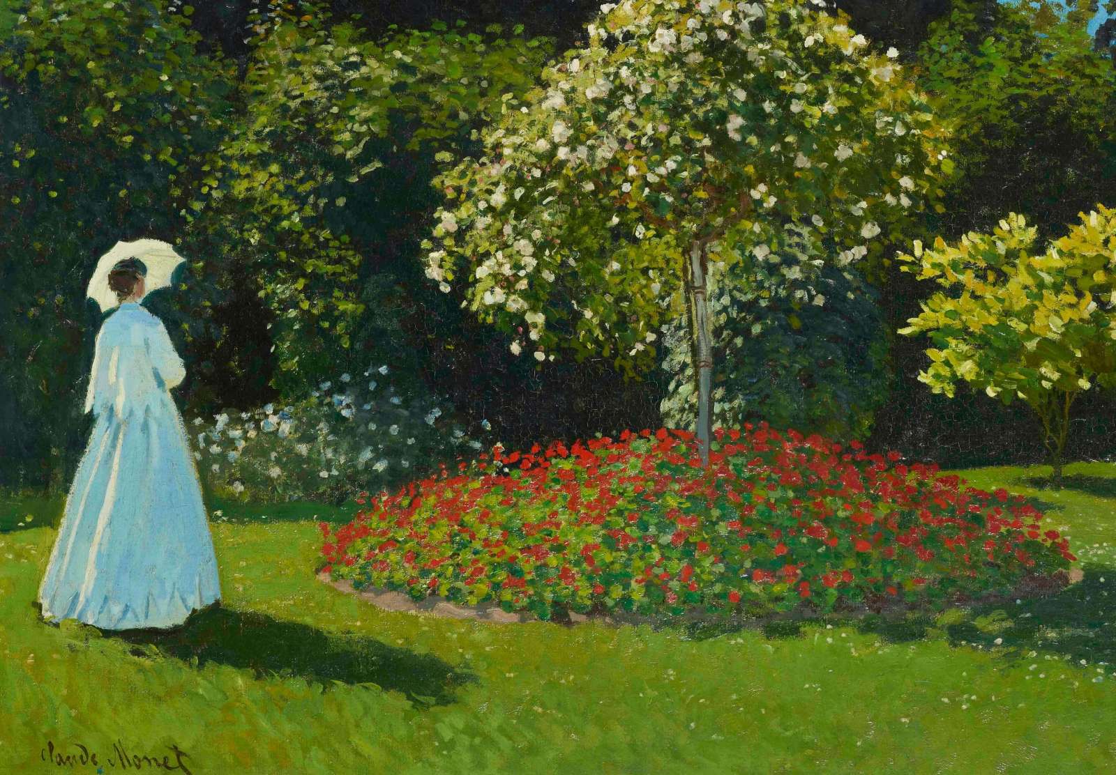 Reprodukcija „Dama sode“, Claude Monet (1867)