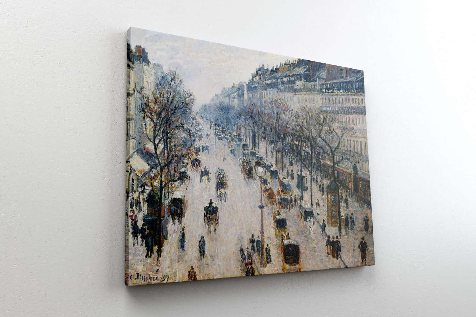 Reprodukcija „Montmartro bulvaras žiemos rytą“, Camille Pissarro (1897)