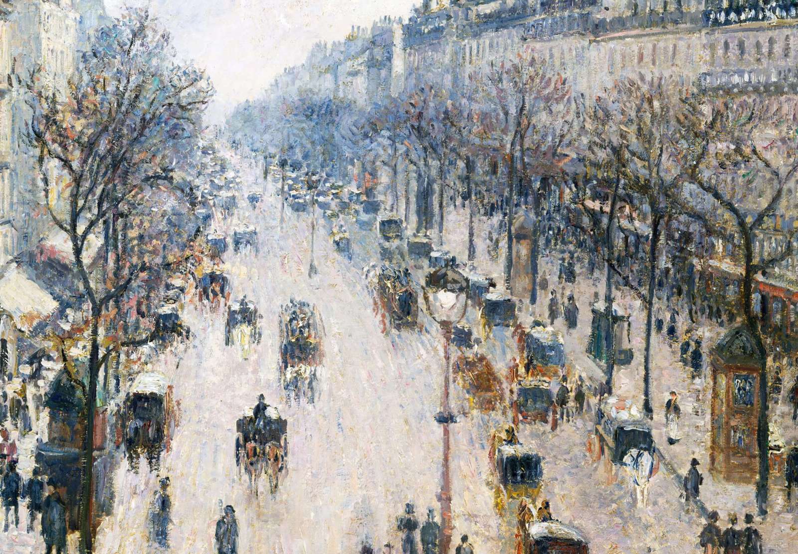 Reprodukcija „Montmartro bulvaras žiemos rytą“, Camille Pissarro (1897)
