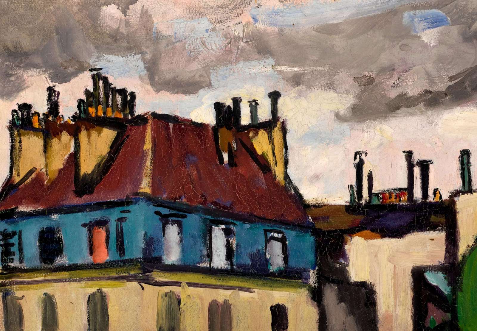 Reprodukcija „Stogai ir debesys, Paryžius“, Henry Lyman Saÿen (1912)