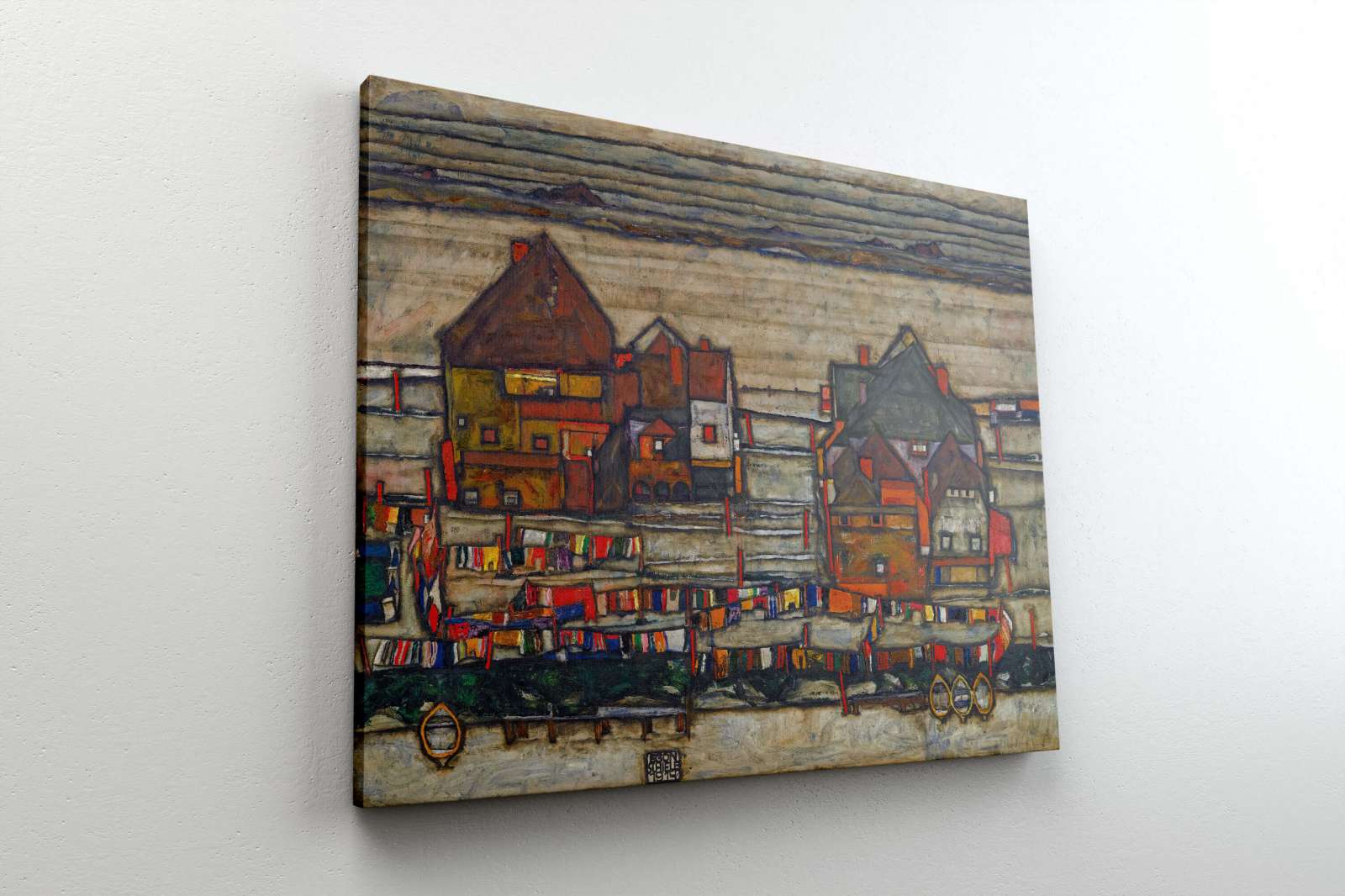 Reprodukcija „Namai su skalbiniais“, Egon Schiele (1914)