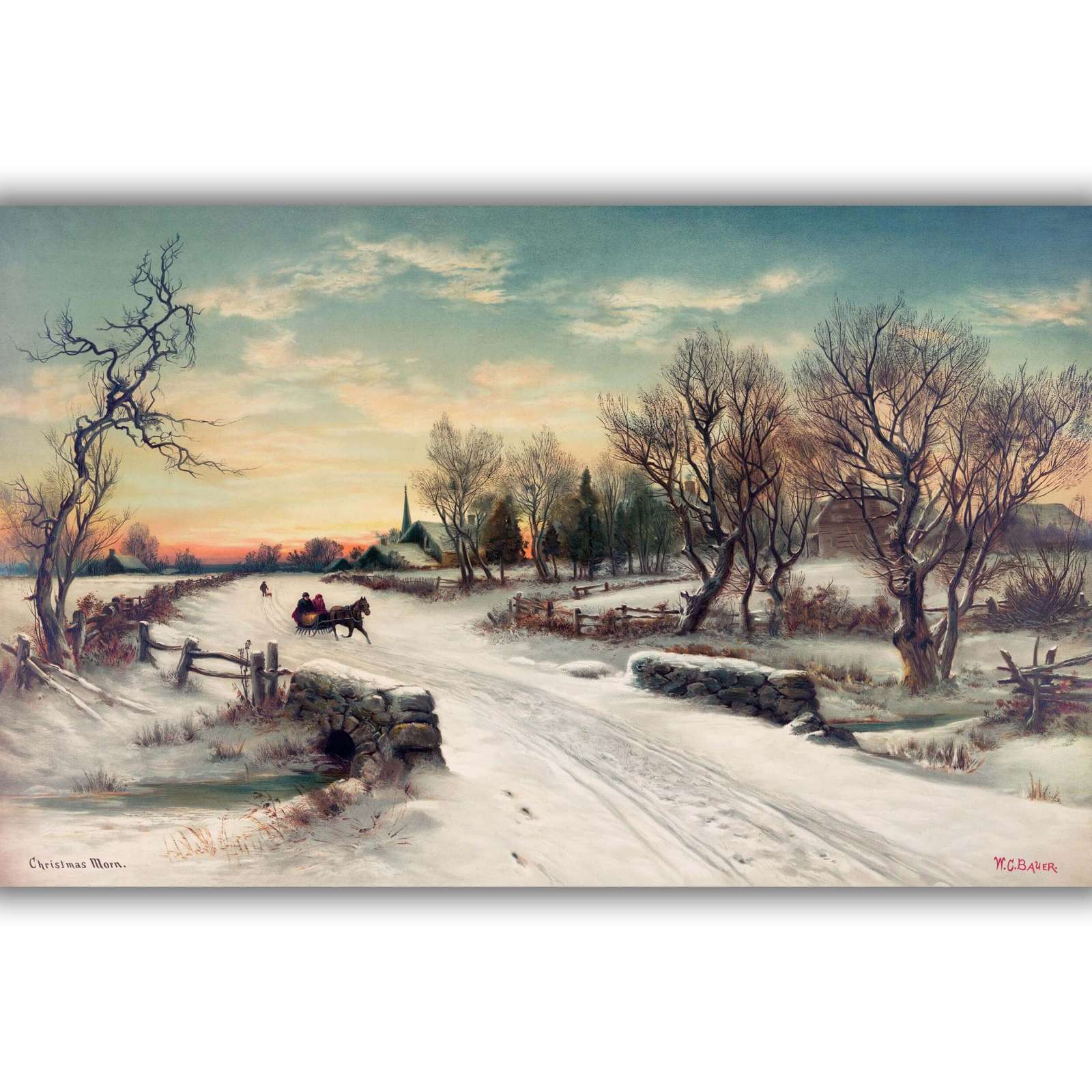 Reprodukcija „Kalėdų rytas“, W. C. Bauer (1880)