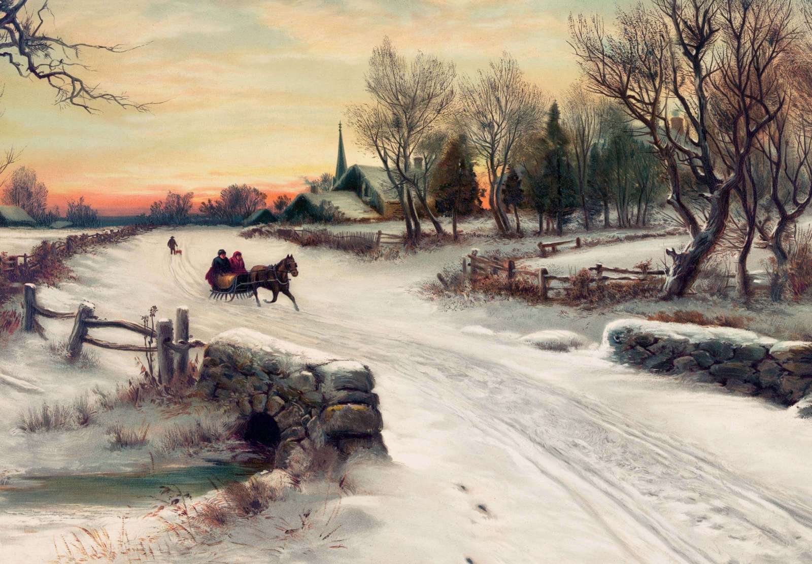 Reprodukcija „Kalėdų rytas“, W. C. Bauer (1880)
