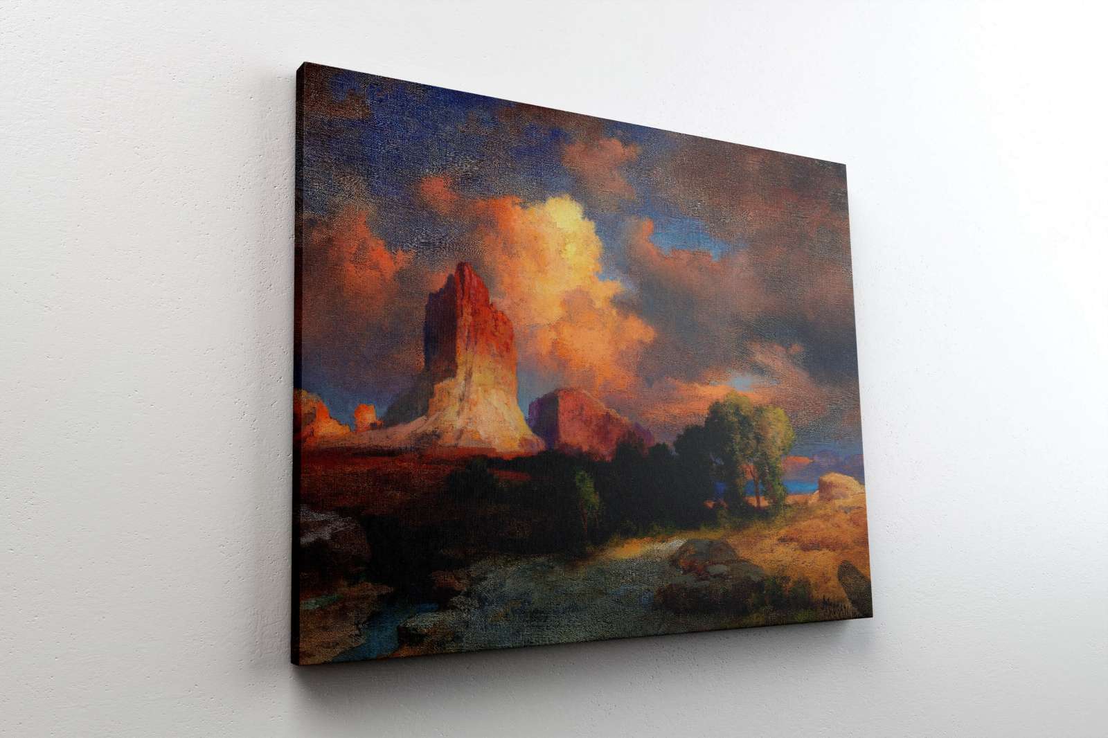 Reprodukcija „Saulėlydžio debesis, Grin Riveris, Vajomingas“, Thomas Moran (1917)