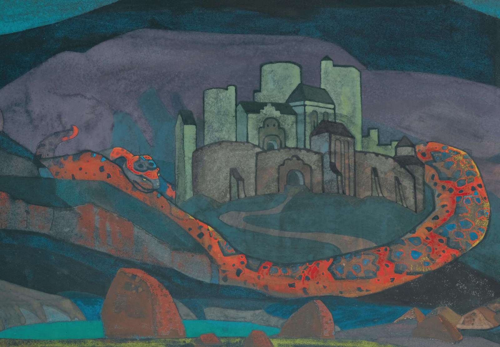 Reprodukcija „Pasmerktas miestas“, Nicholas Roerich (1914)