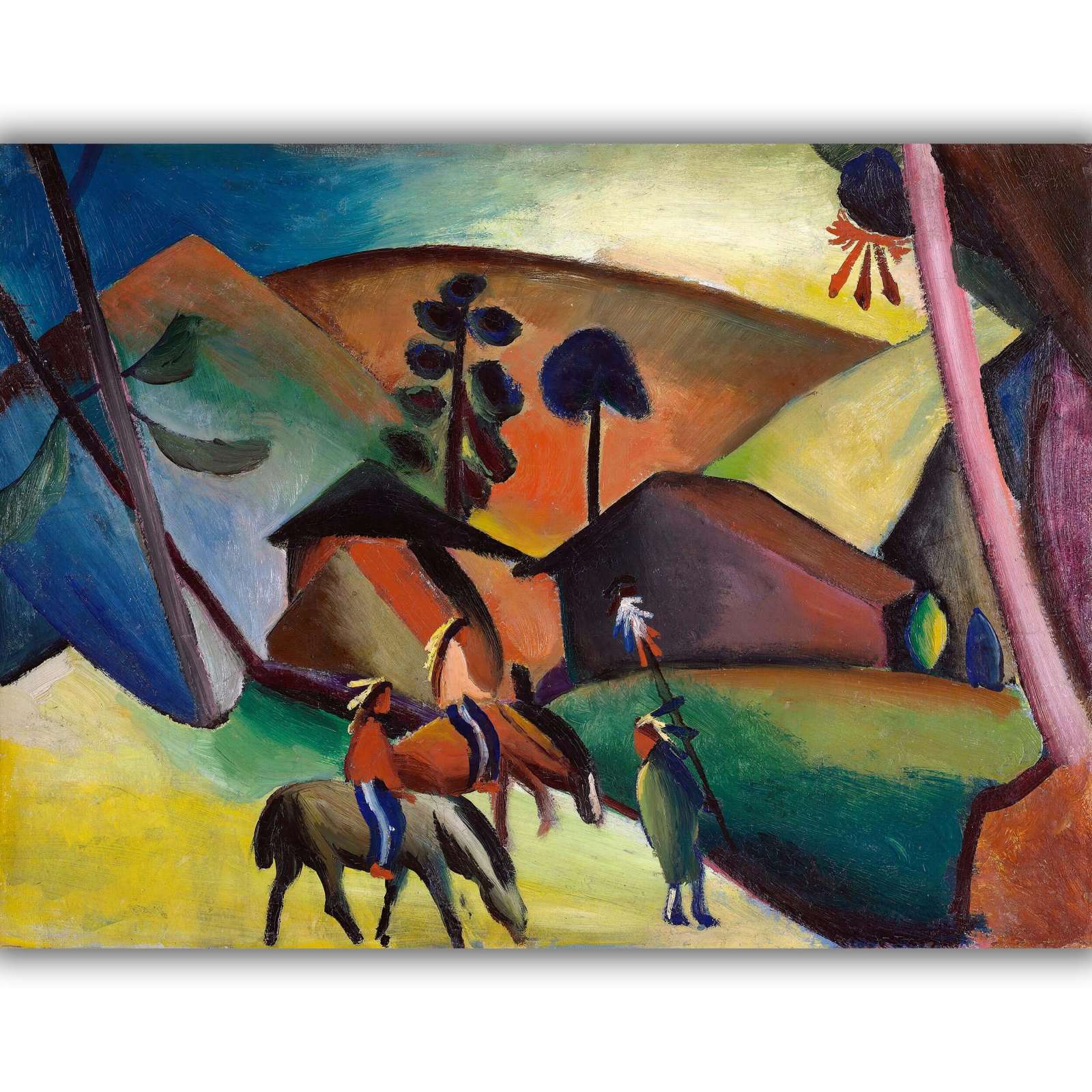 Reprodukcija „Indėnai ant žirgų“, August Macke (1911)