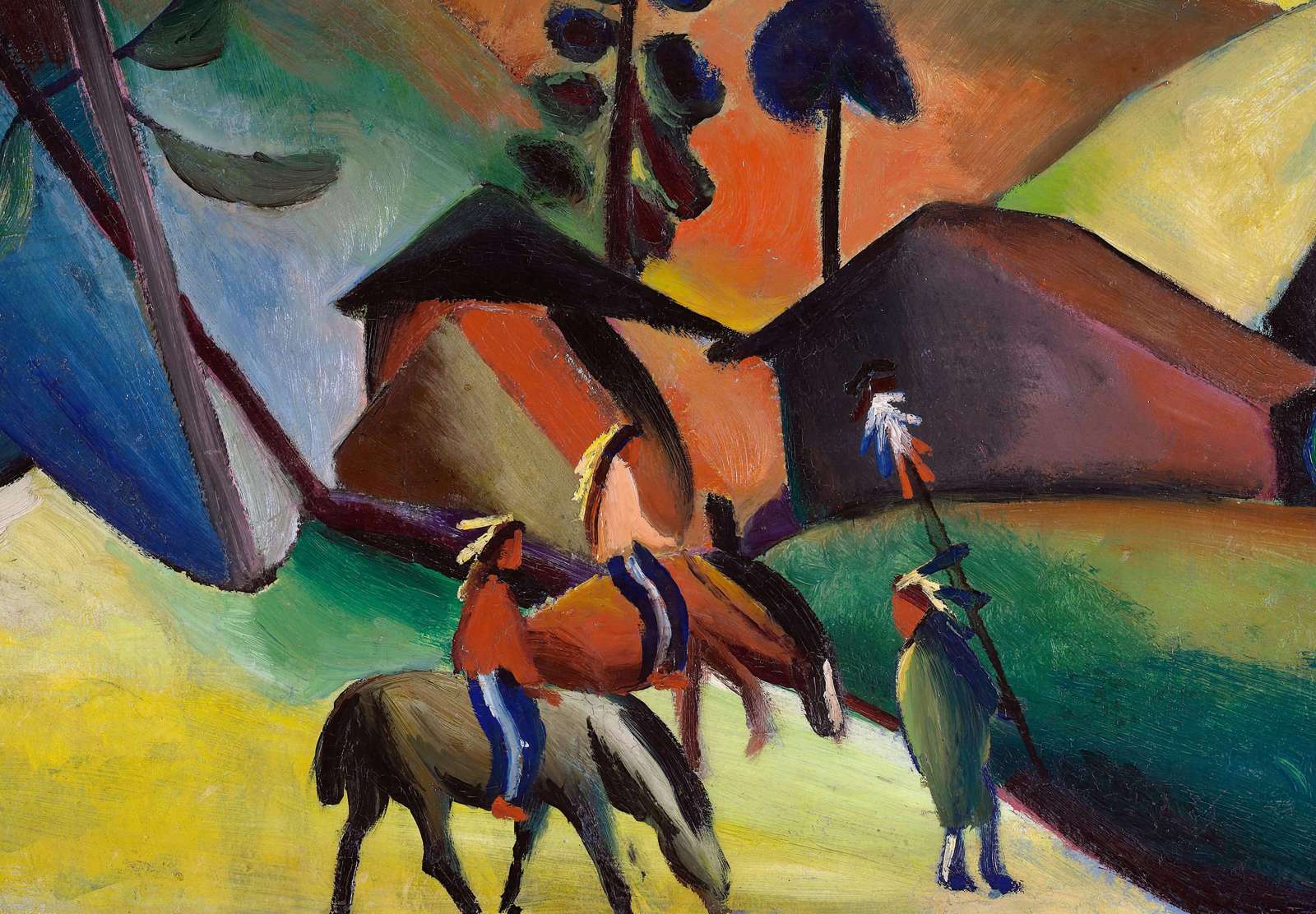 Reprodukcija „Indėnai ant žirgų“, August Macke (1911)