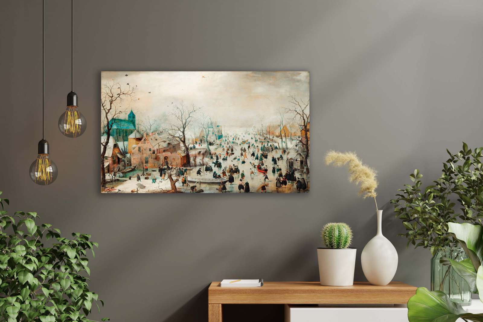 Reprodukcija „Žiemos peizažas su čiuožėjais ant ledo“, Hendrick Avercamp (1608)