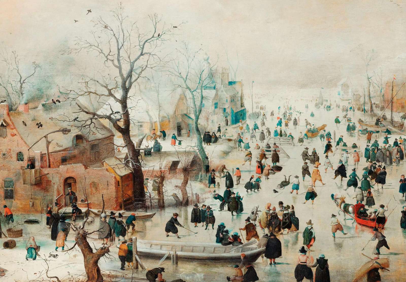 Reprodukcija „Žiemos peizažas su čiuožėjais ant ledo“, Hendrick Avercamp (1608)
