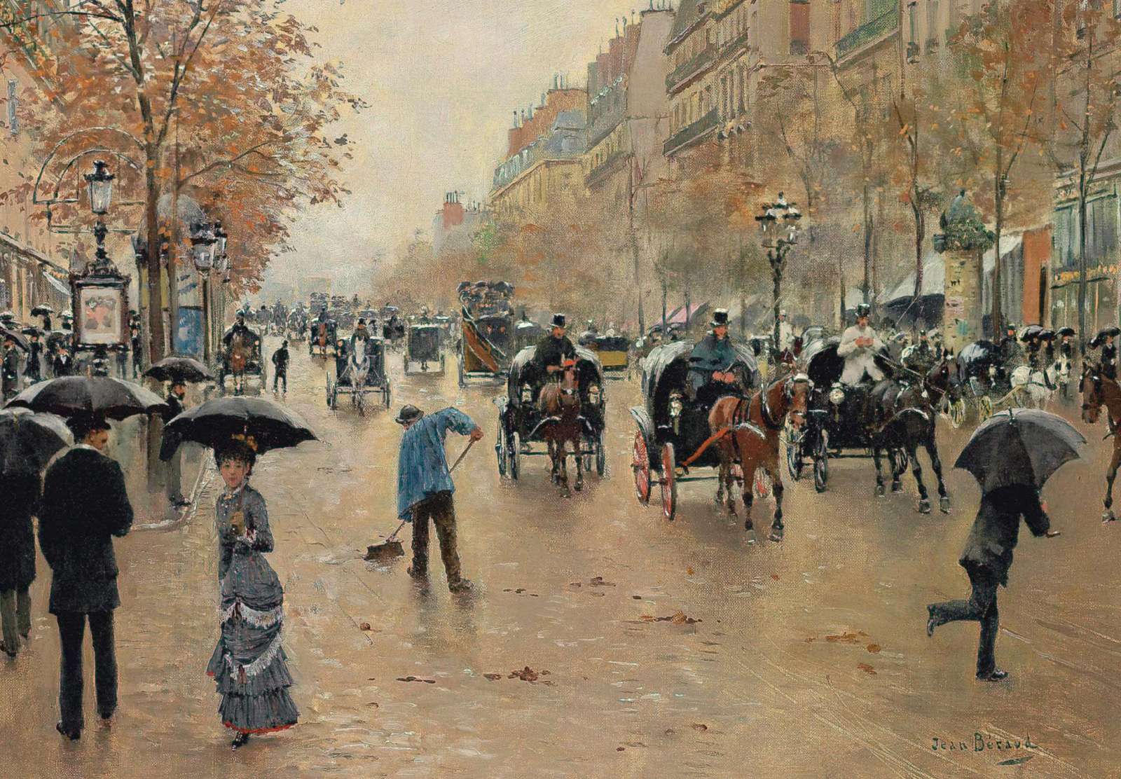 Reprodukcija „Poissonnière bulvaras rudenį“, Jean Béraud