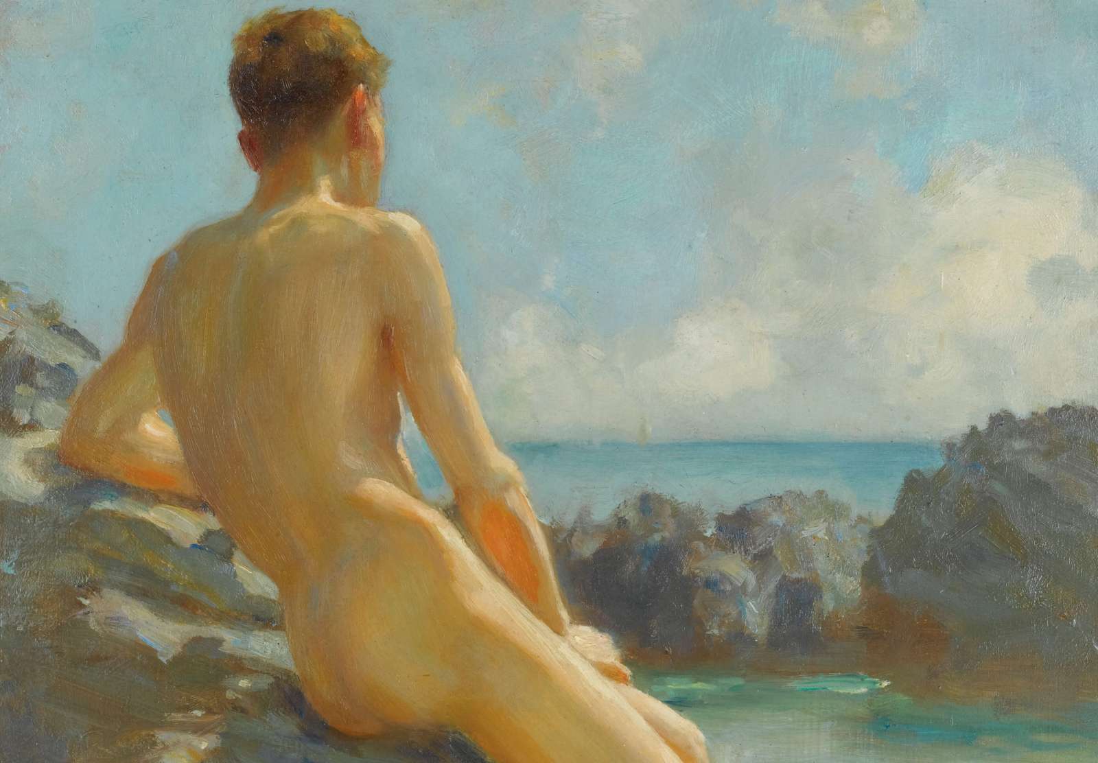 Reprodukcija „Mauduolis“, Henry Scott Tuke (1924)