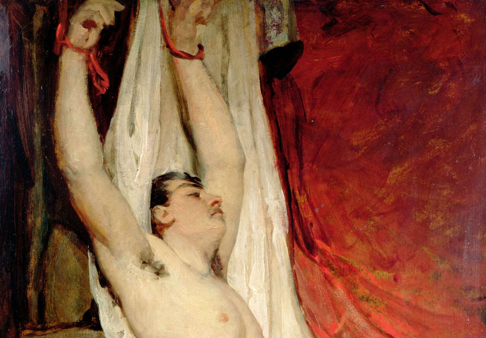 Reprodukcija „Nuogas vyras su ištiestomis rankomis“, William Etty (1828)