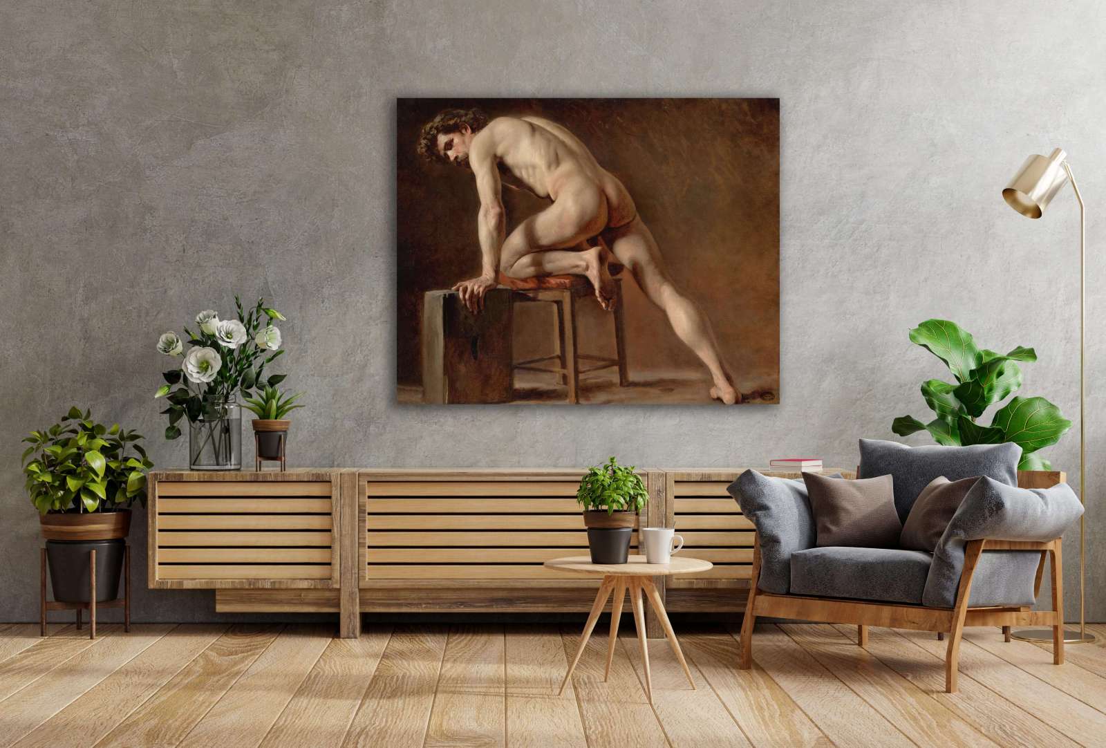 Reprodukcija „Nuogo vyro studija“, Gustave Courbet
