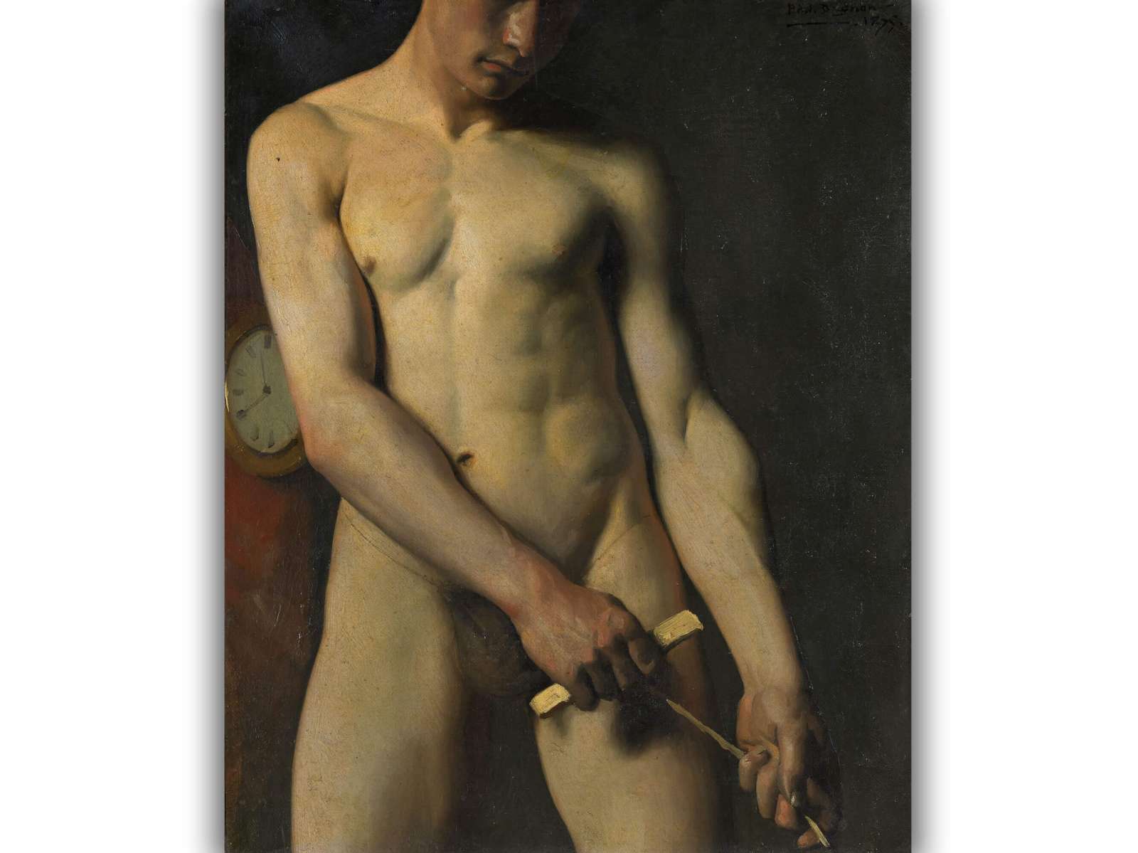 Reprodukcija „Nuogo vyro studija“, Pascal Adolphe Jean Dagnan Bouveret (1875)