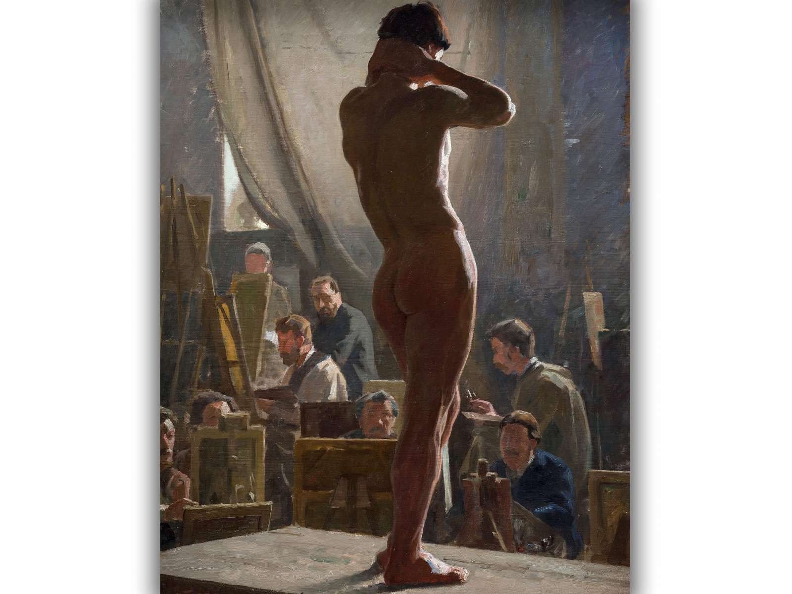 Reprodukcija „Nuogas vyras Bonnat studijoje“, Laurits Tuxen (1877)