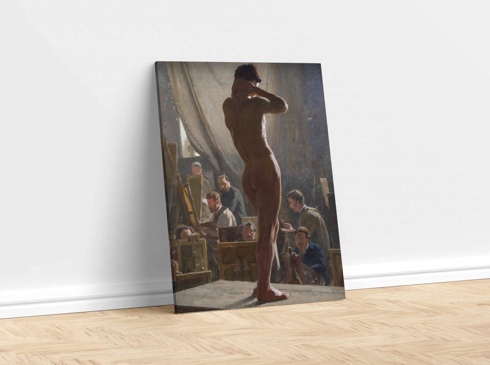 Reprodukcija „Nuogas vyras Bonnat studijoje“, Laurits Tuxen (1877)