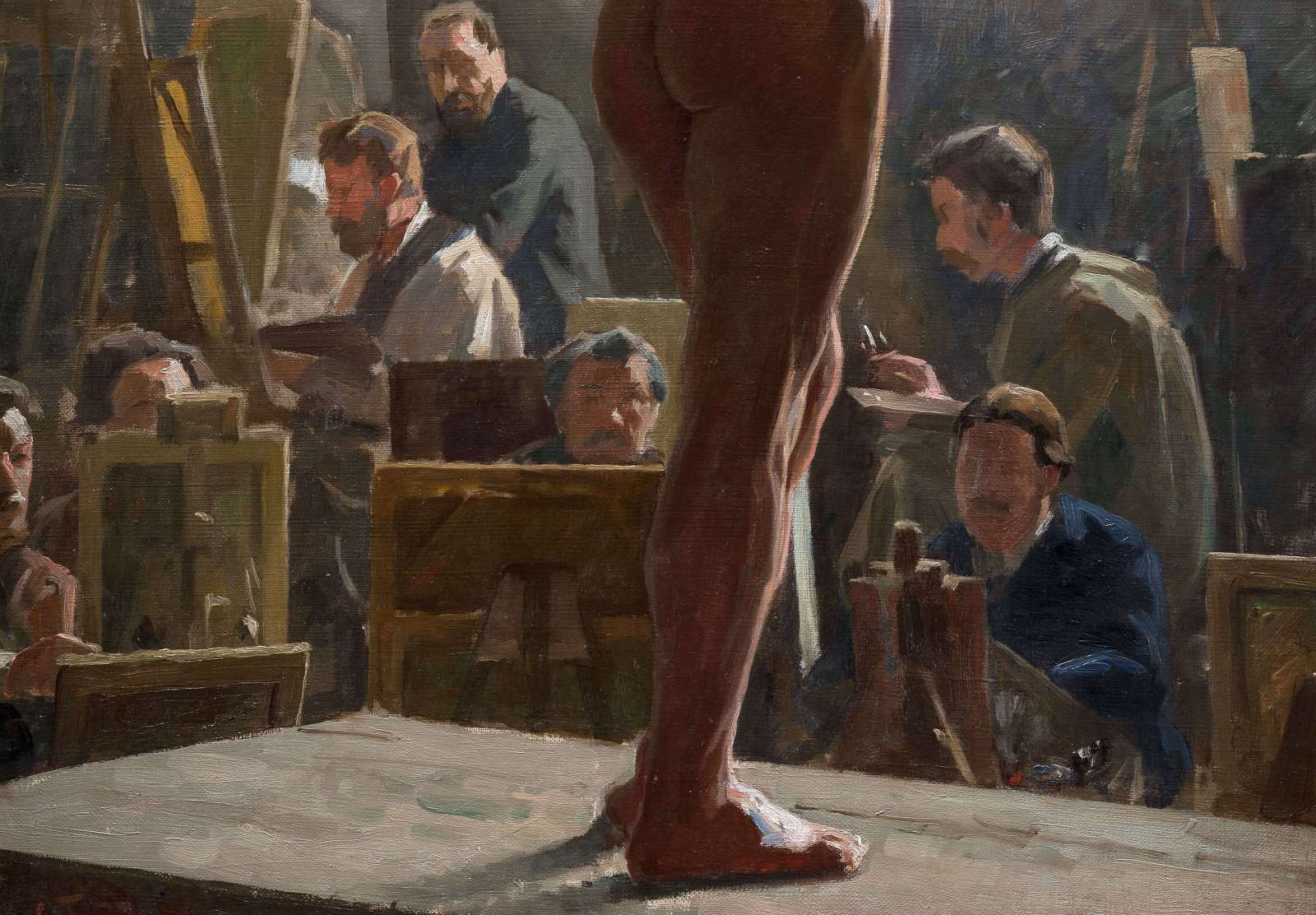 Reprodukcija „Nuogas vyras Bonnat studijoje“, Laurits Tuxen (1877)