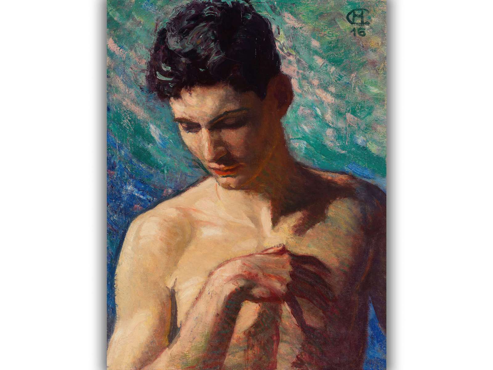 Reprodukcija „Jauno vyro portretas“, Hans Christiansen (1916)