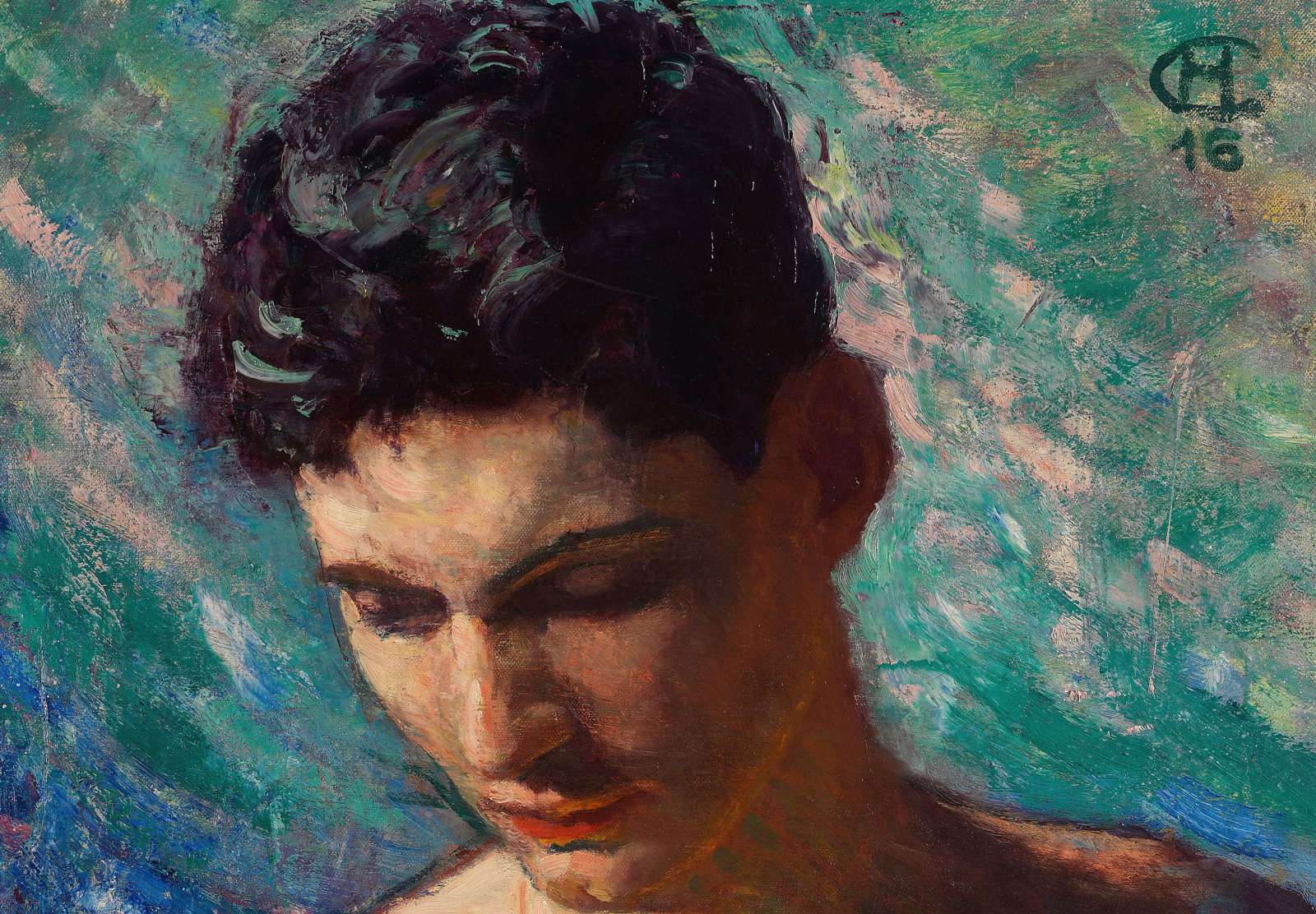 Reprodukcija „Jauno vyro portretas“, Hans Christiansen (1916)