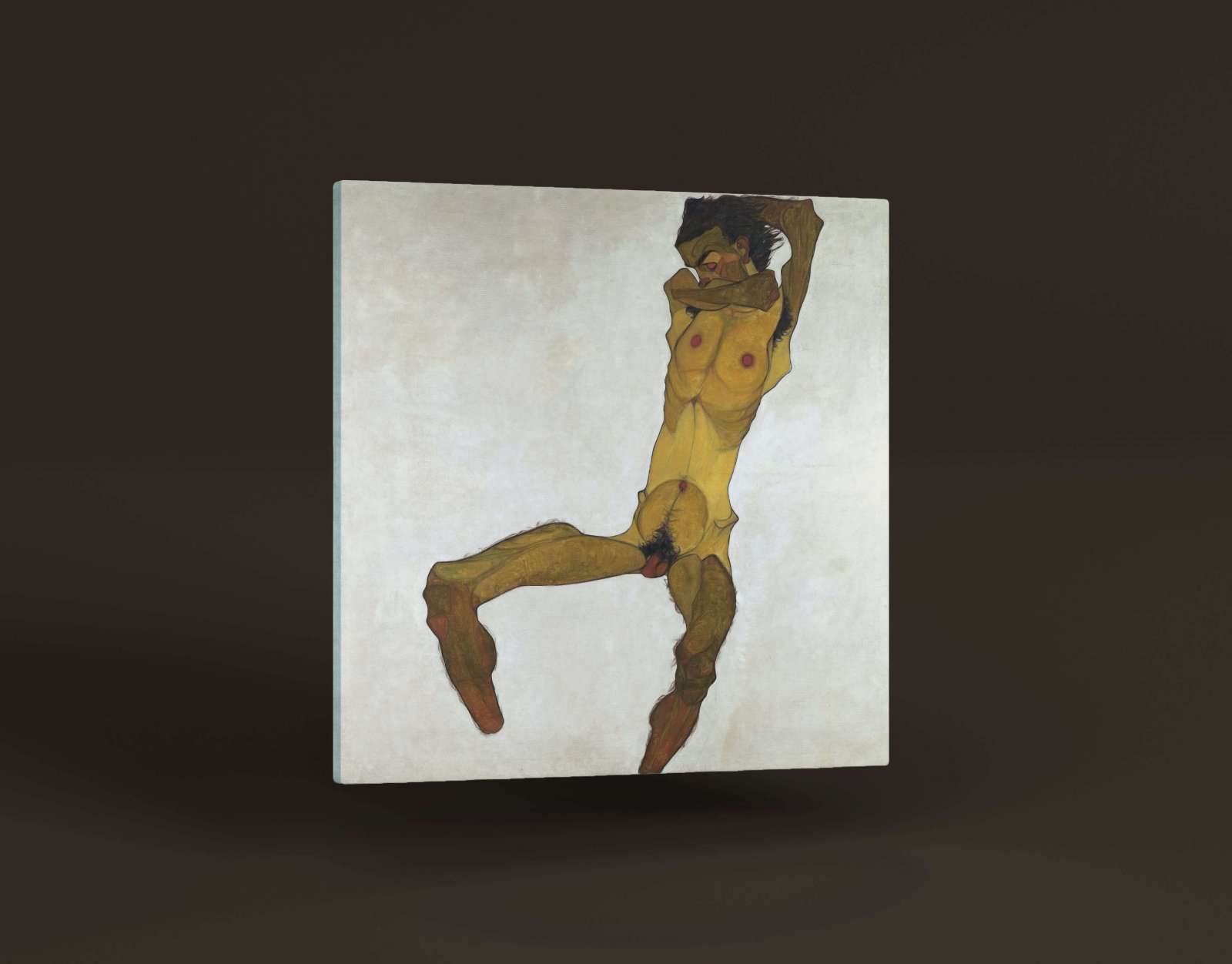 Reprodukcija „Sėdintis vyras (autoportretas)“, Egon Schiele (1910)