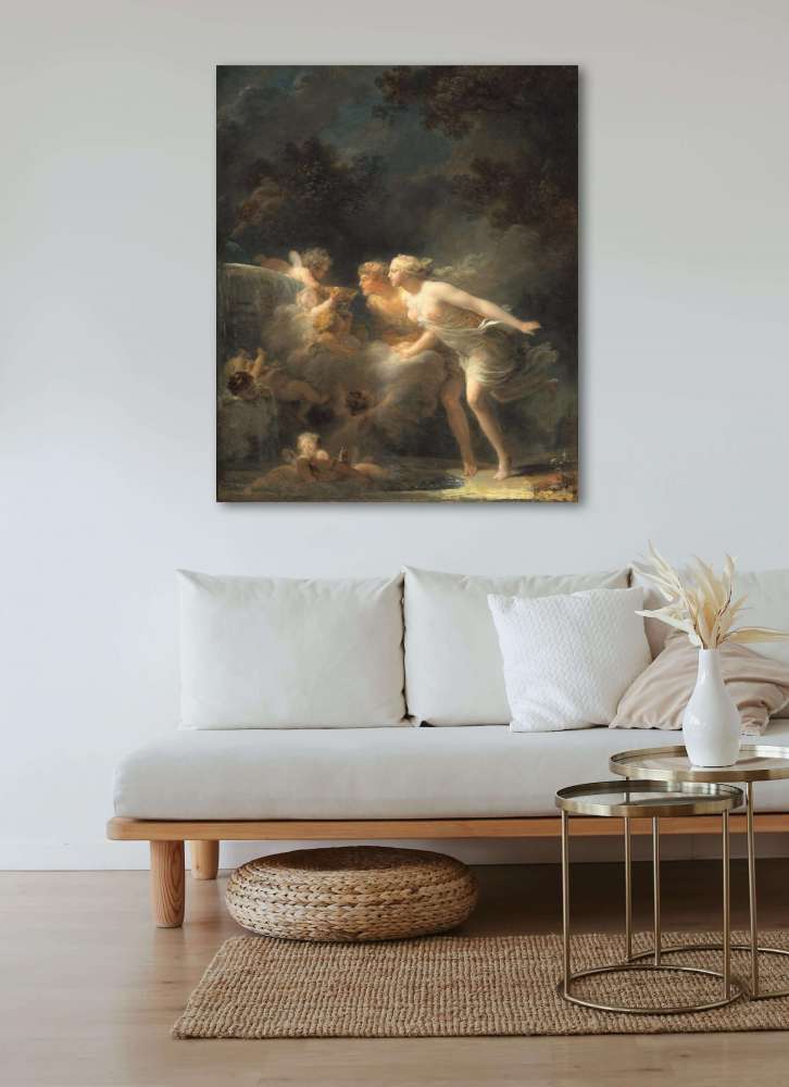Reprodukcija „Meilės fontanas“, Jean Honoré Fragonard (1785)