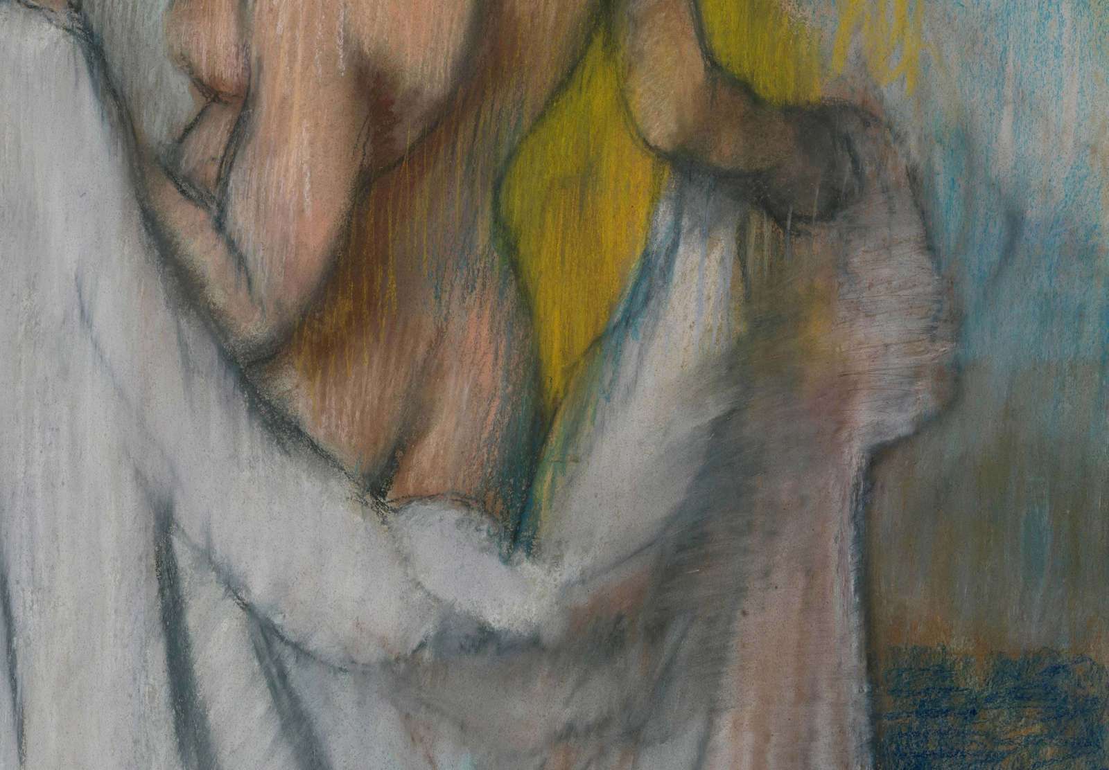 Reprodukcija „Moteris su rankšluosčiu“, Edgar Degas (1894)