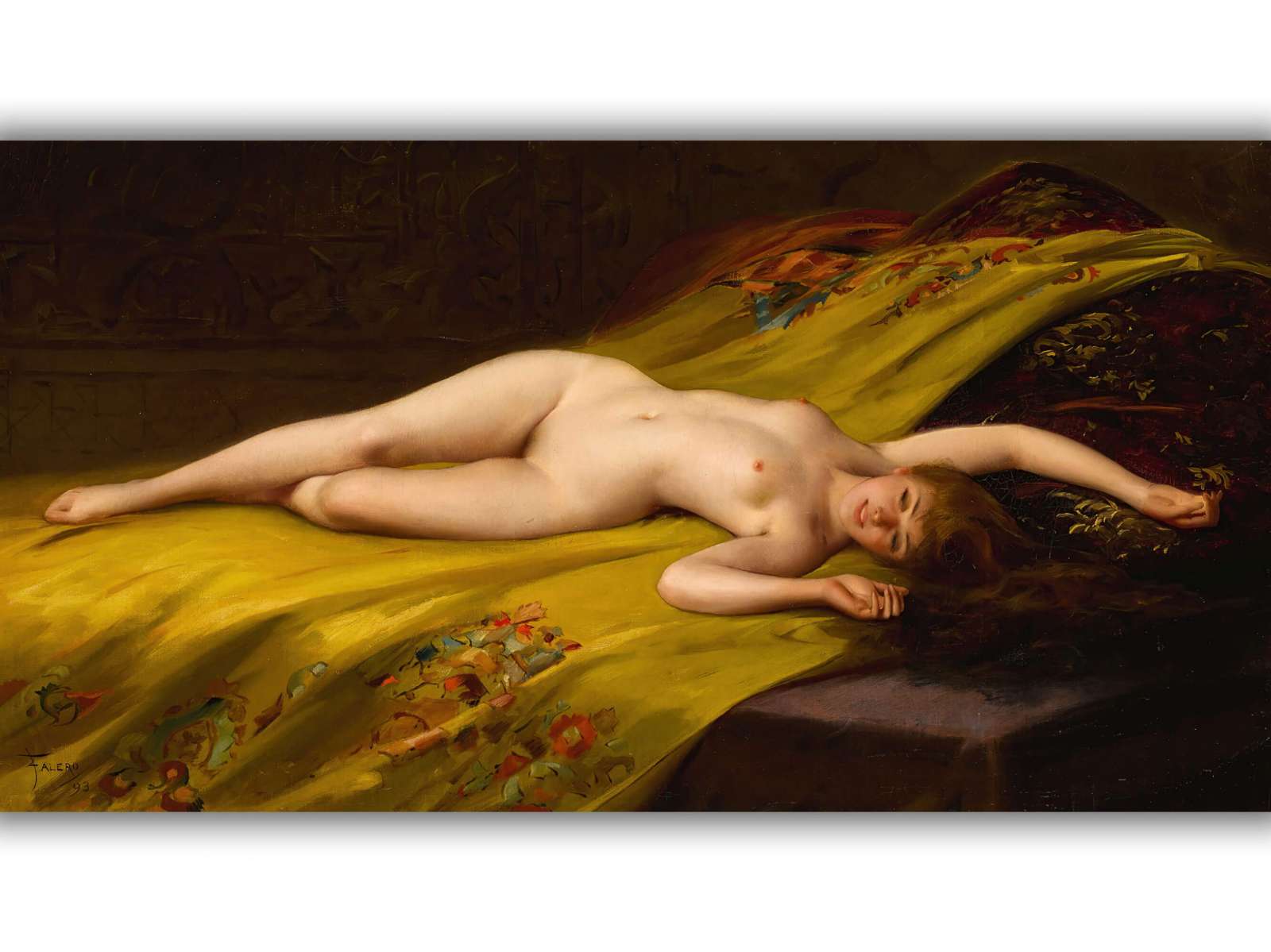 Reprodukcija „Gulinti nuoga moteris“, Luis Ricardo Falero