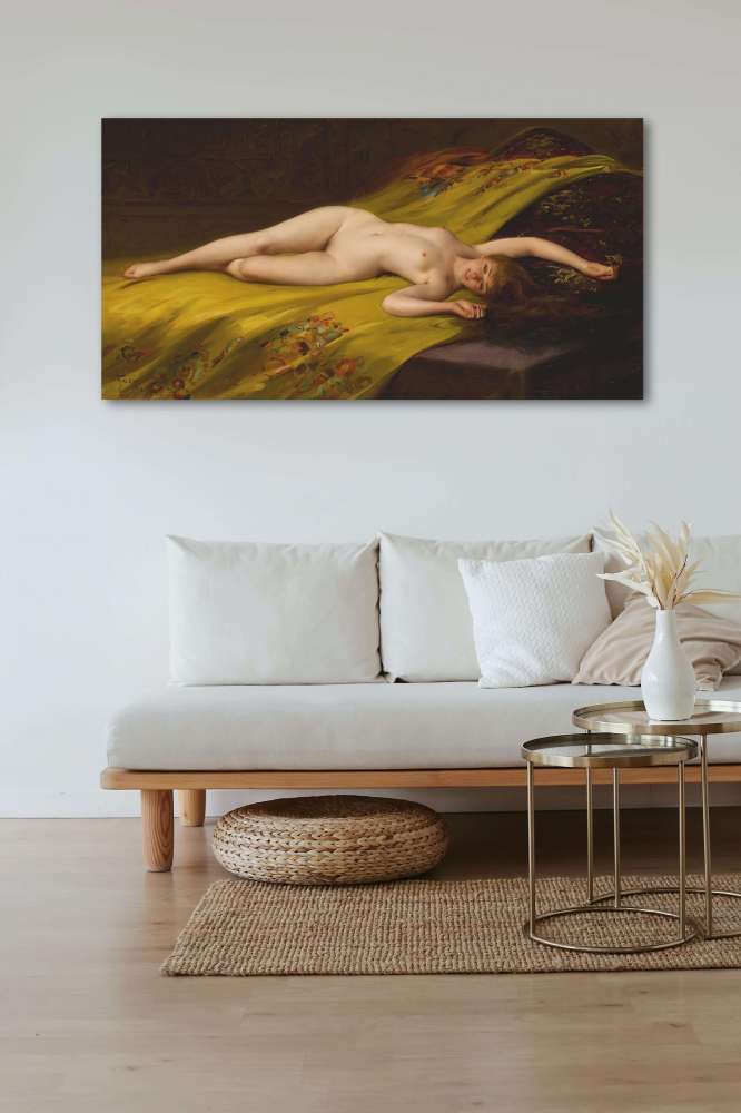 Reprodukcija „Gulinti nuoga moteris“, Luis Ricardo Falero