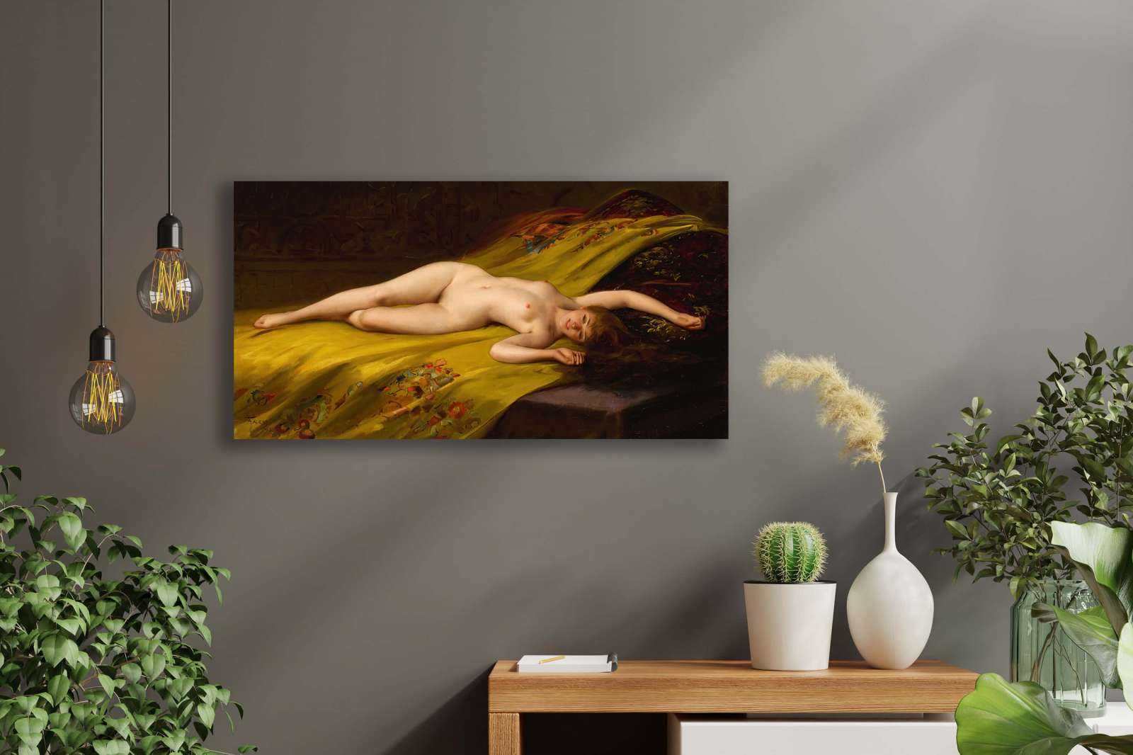 Reprodukcija „Gulinti nuoga moteris“, Luis Ricardo Falero
