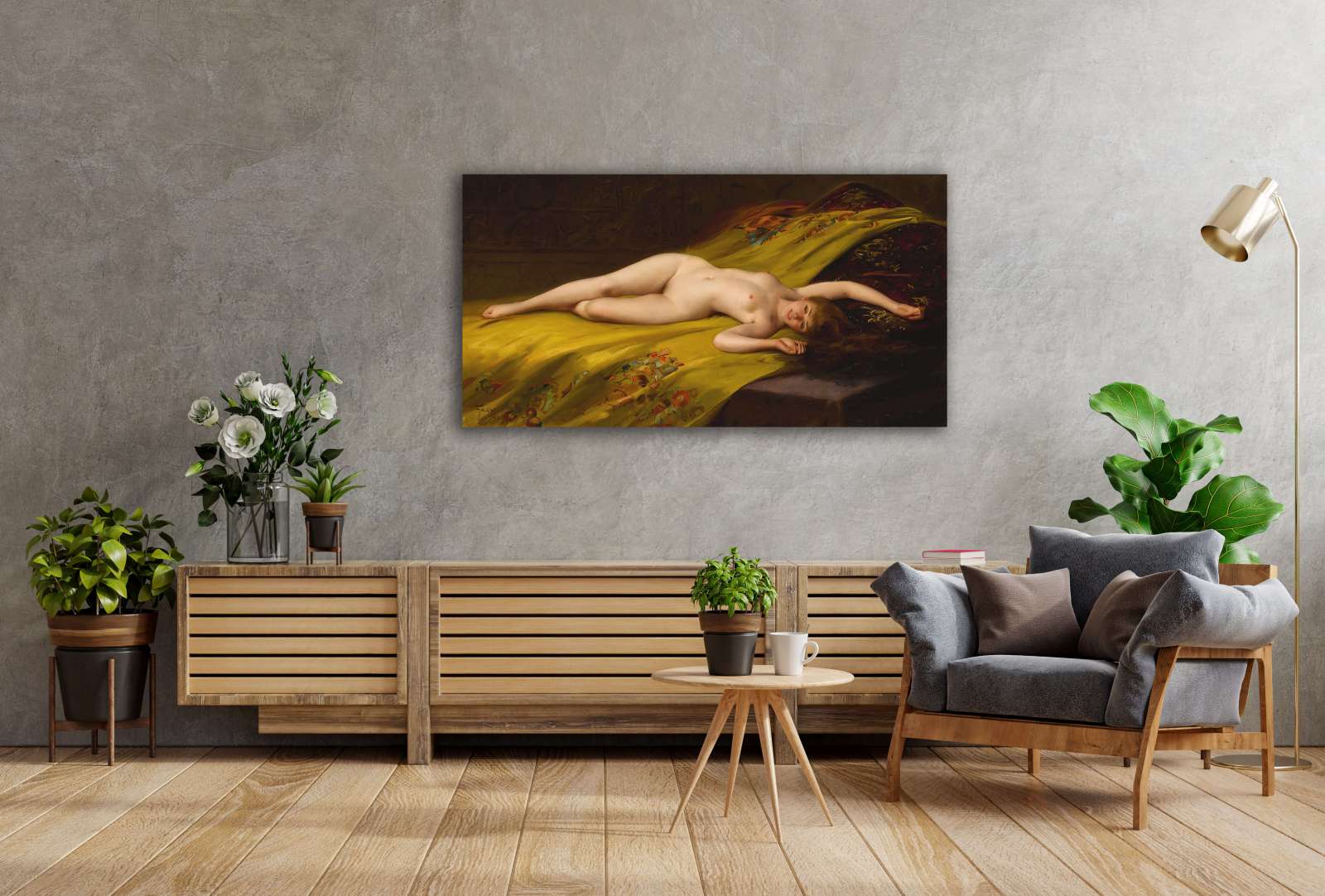 Reprodukcija „Gulinti nuoga moteris“, Luis Ricardo Falero