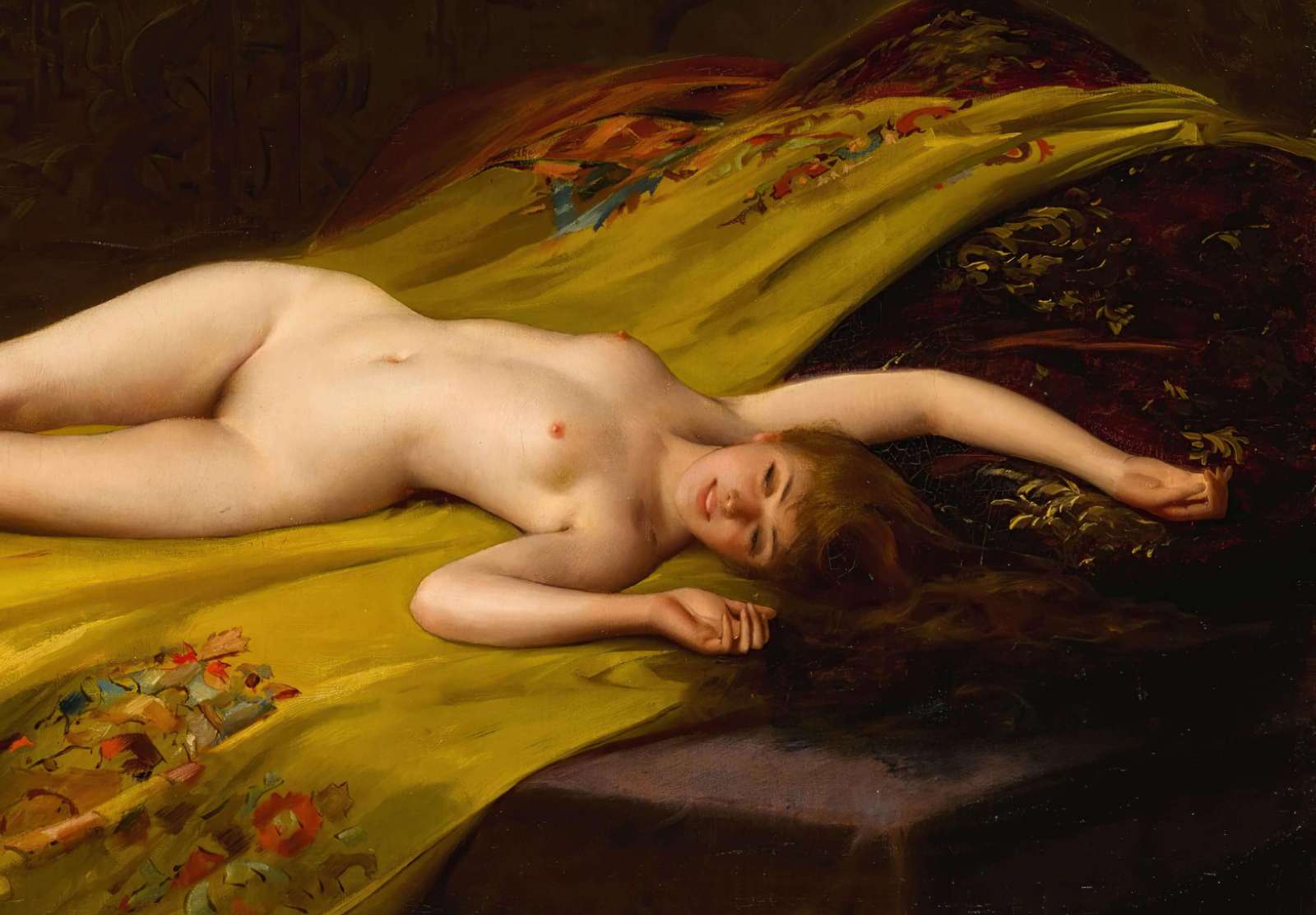 Reprodukcija „Gulinti nuoga moteris“, Luis Ricardo Falero