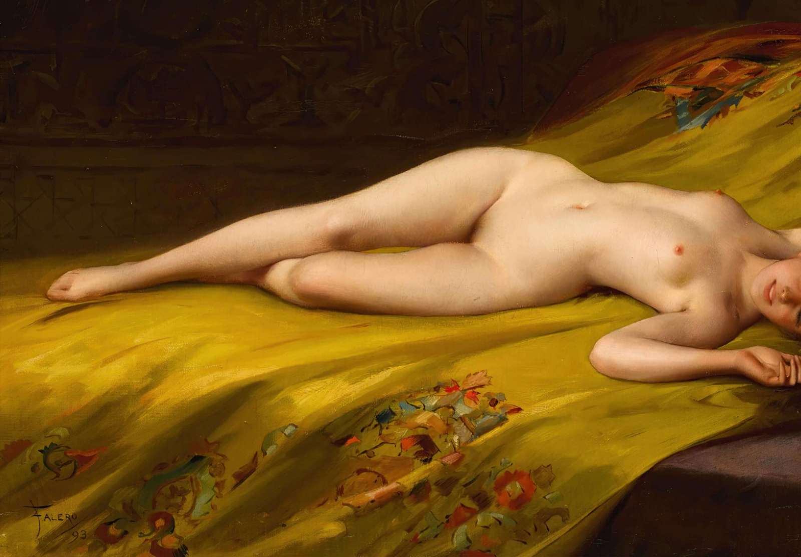 Reprodukcija „Gulinti nuoga moteris“, Luis Ricardo Falero