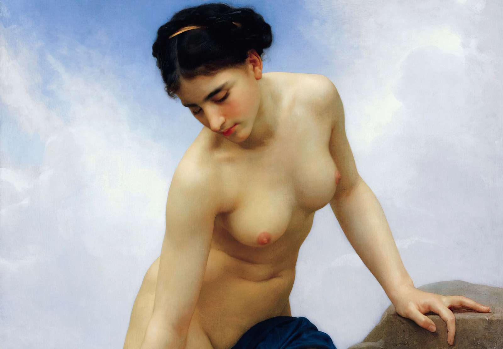 Reprodukcija „Po vonios“, William Bouguereau (1875)