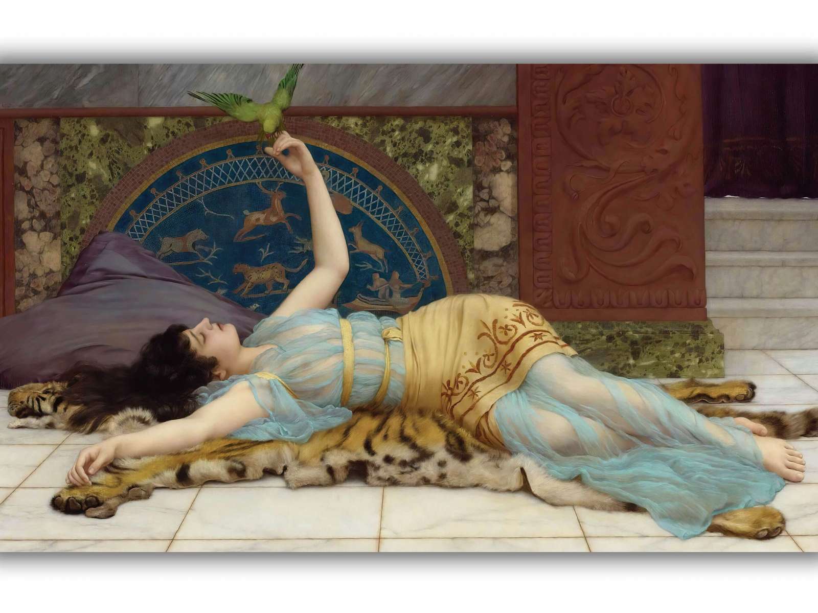 Reprodukcija „Nieko neveikimo malonumas“, John William Godward (1897)