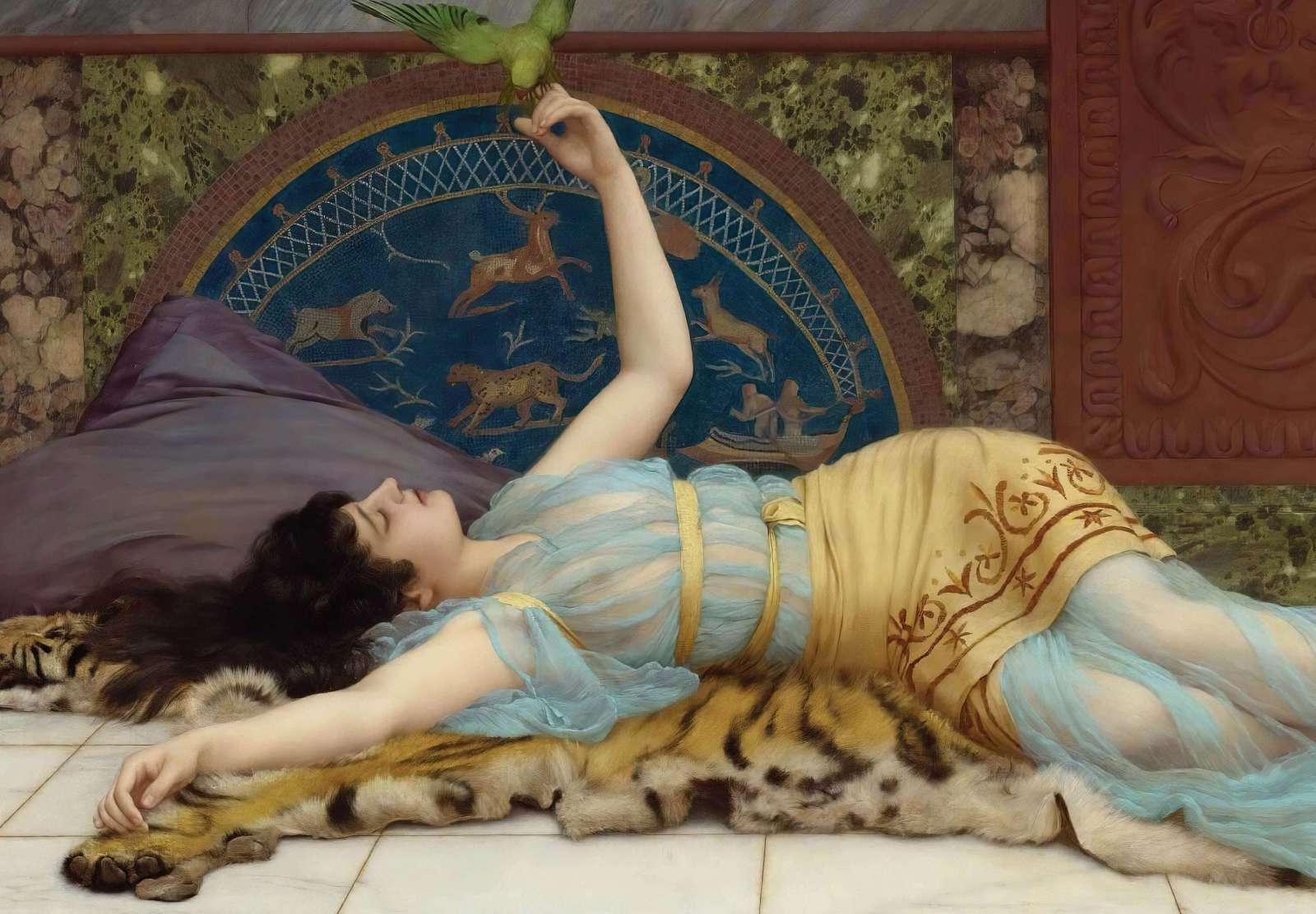 Reprodukcija „Nieko neveikimo malonumas“, John William Godward (1897)