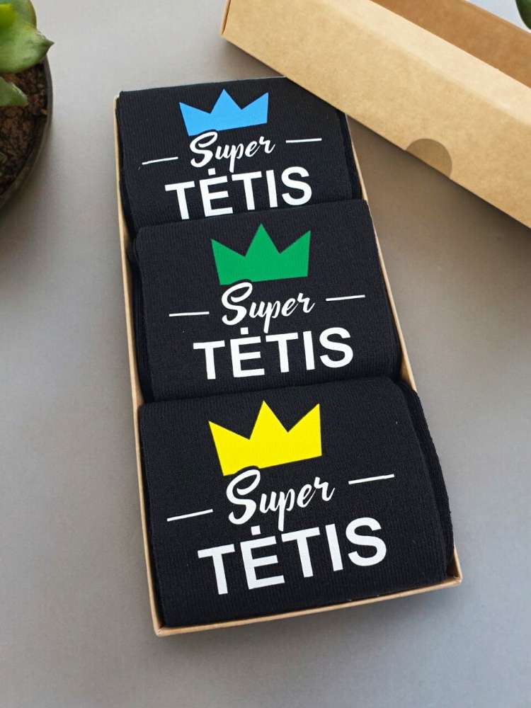 Trijų porų kojinių rinkinys „Super Tėtis“