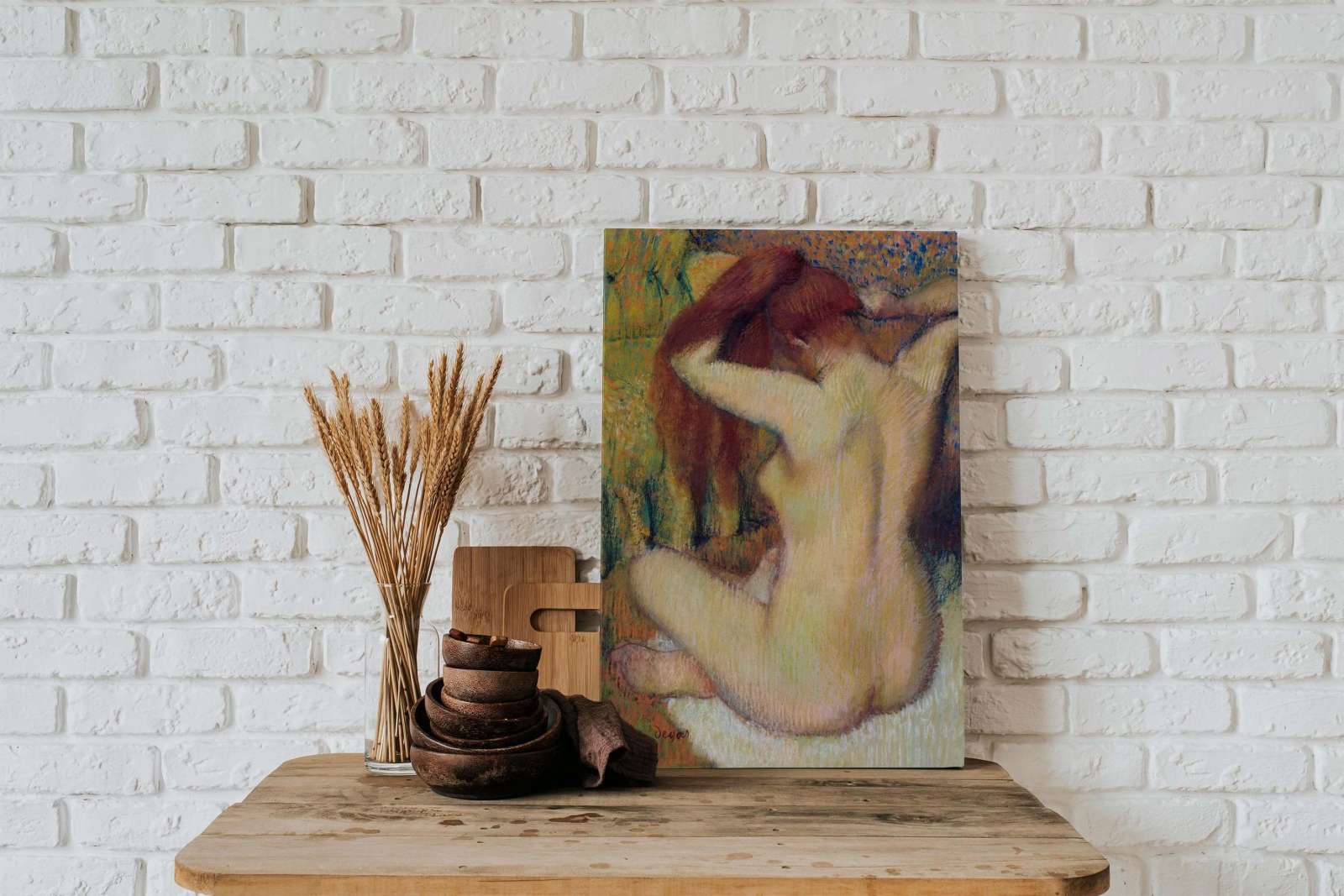 Reprodukcija „Besišukuojanti mergina“, Edgar Degas (1890)