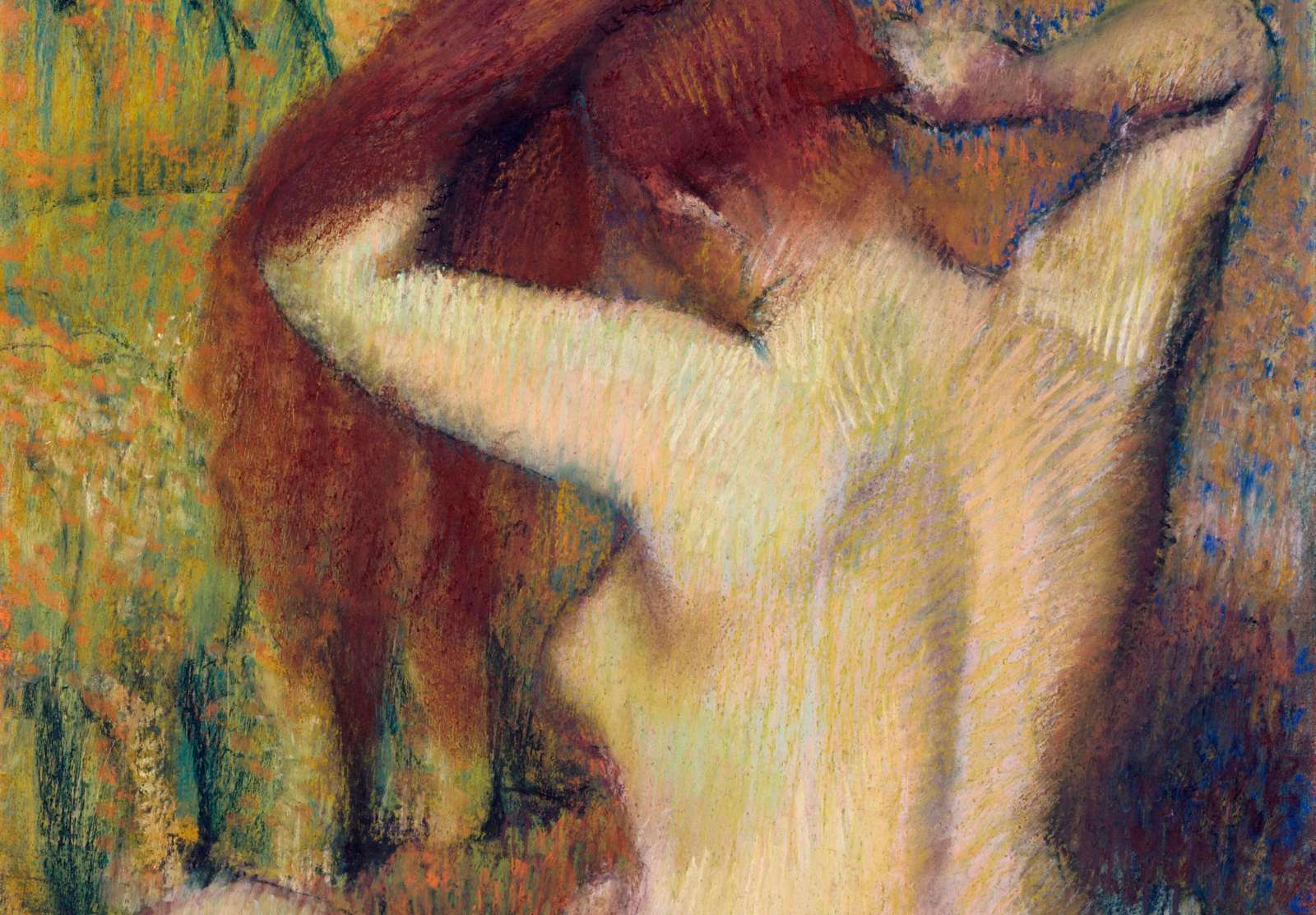 Reprodukcija „Besišukuojanti mergina“, Edgar Degas (1890)