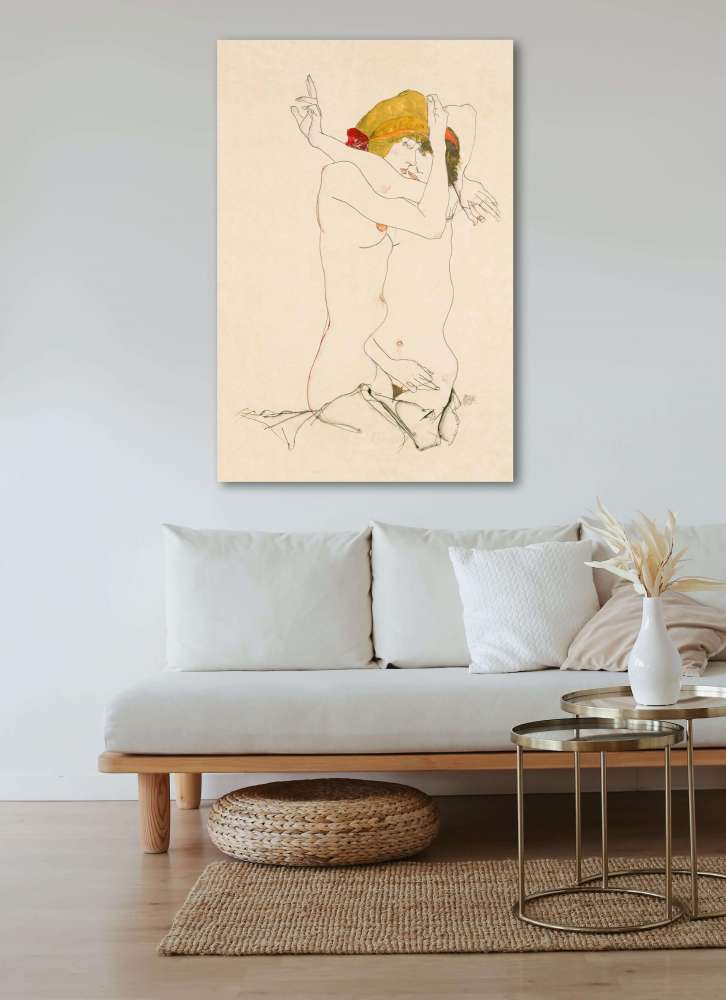 Reprodukcija „Dvi apsikabinusios moterys“, Egon Schiele (1913)