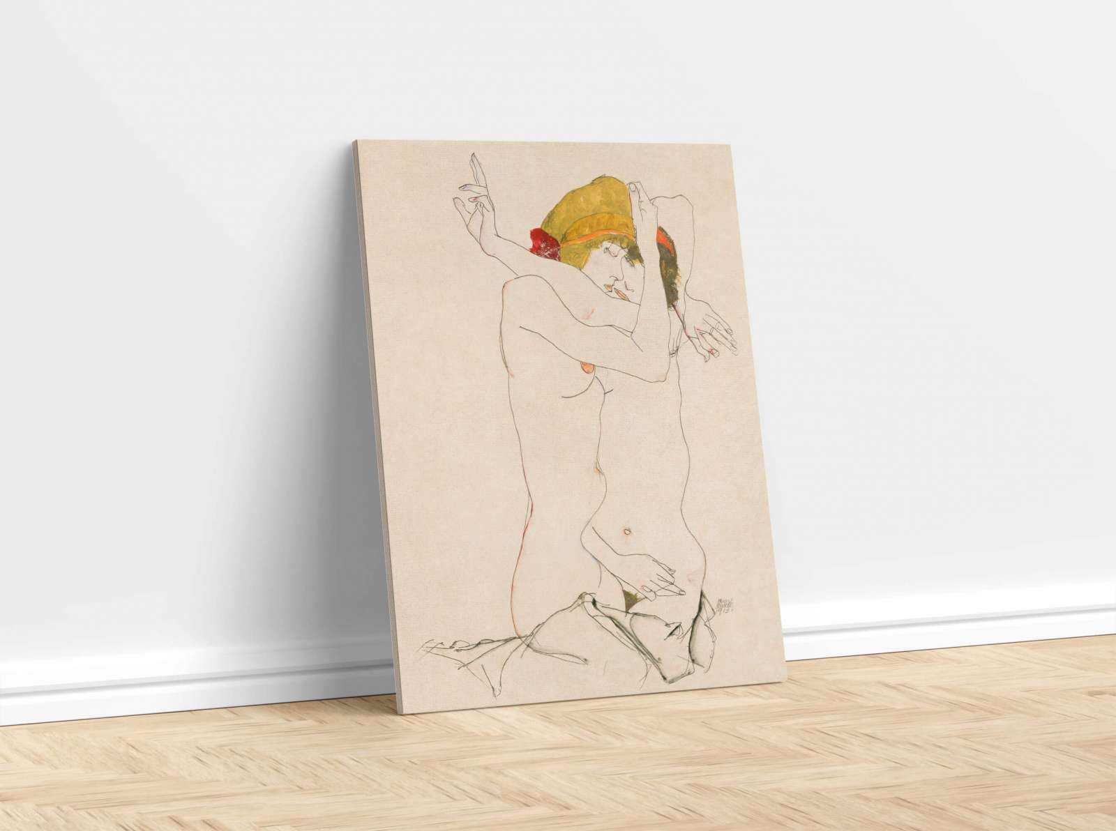 Reprodukcija „Dvi apsikabinusios moterys“, Egon Schiele (1913)