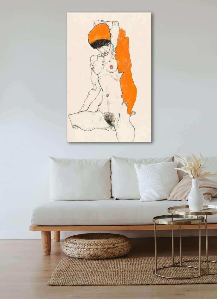 Reprodukcija „Vulgari nuoga moteris“, Egon Schiele (1914)