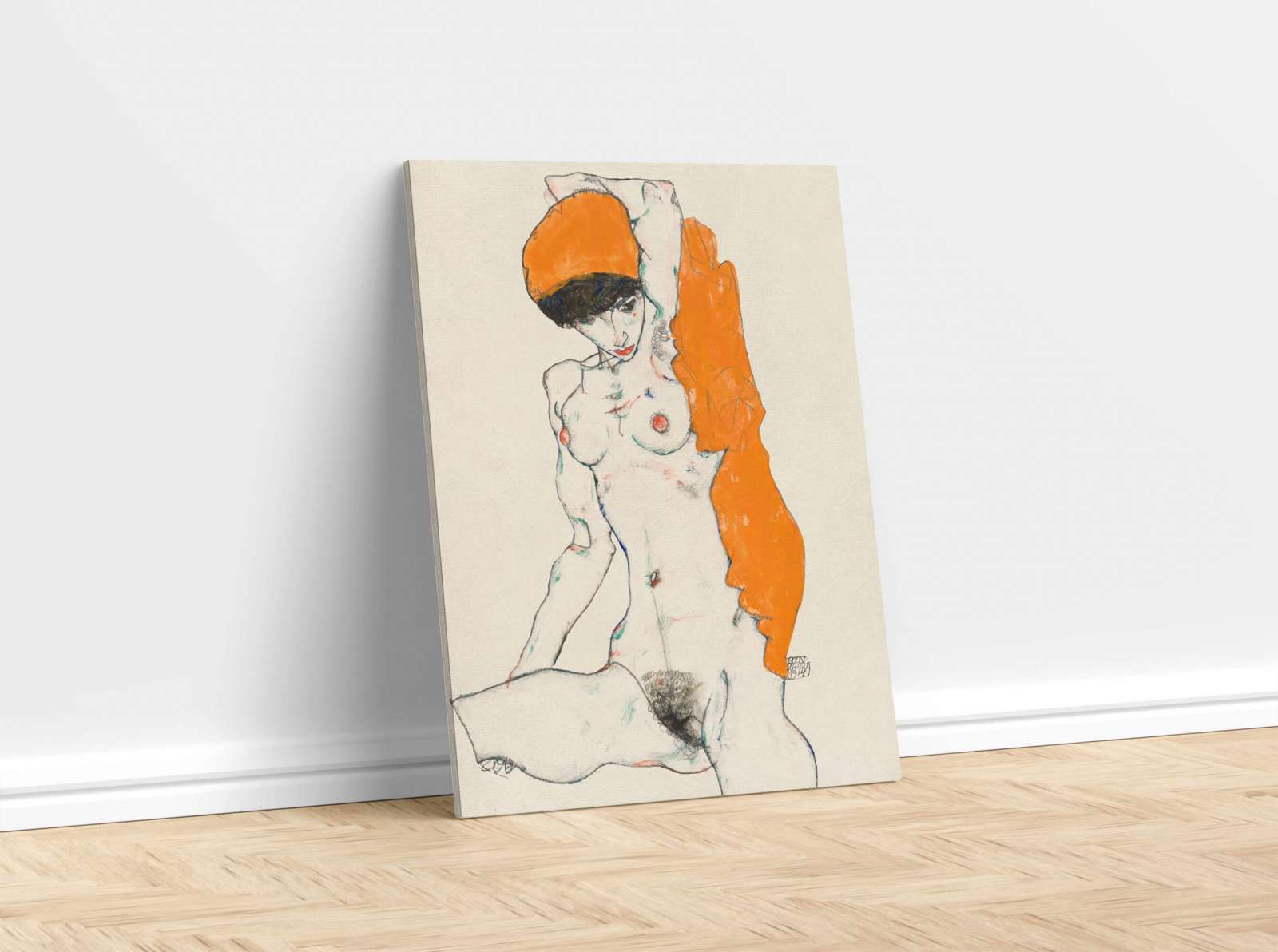 Reprodukcija „Vulgari nuoga moteris“, Egon Schiele (1914)